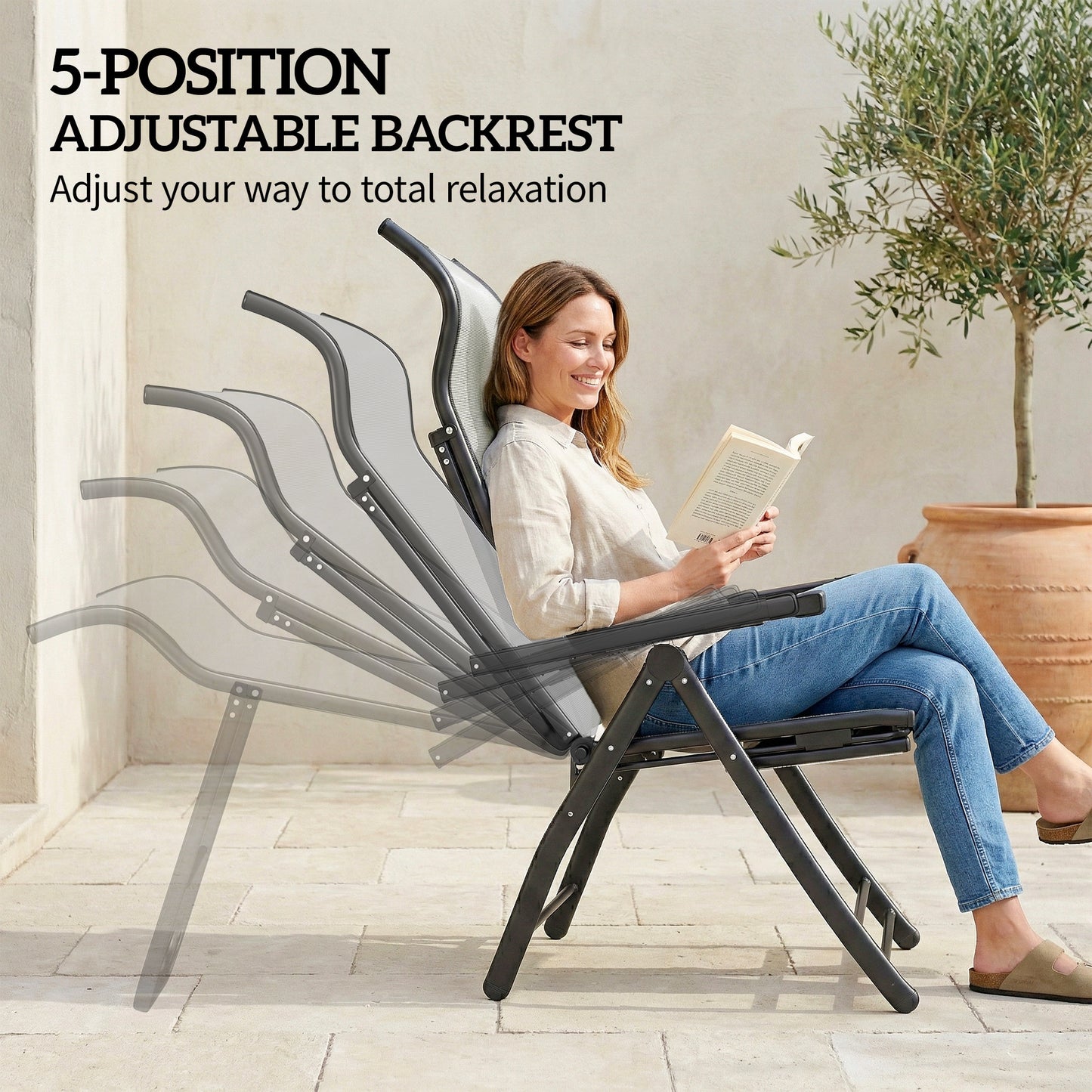 Reclining Garden Chairs Set of 2