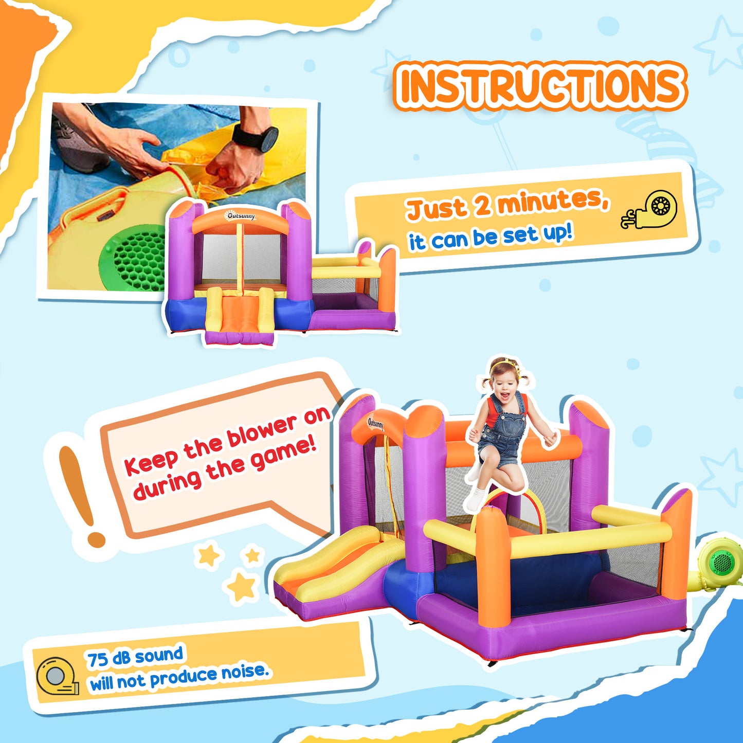Kids Bouncy Castle House Inflatable Trampoline Slide Water Pool 3