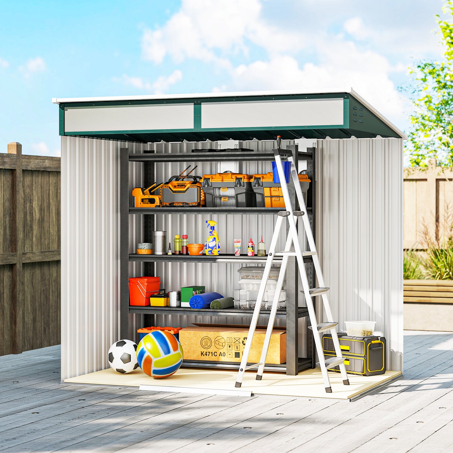 6.5 x 4FT Galvanised Metal Shed with Foundation Kit