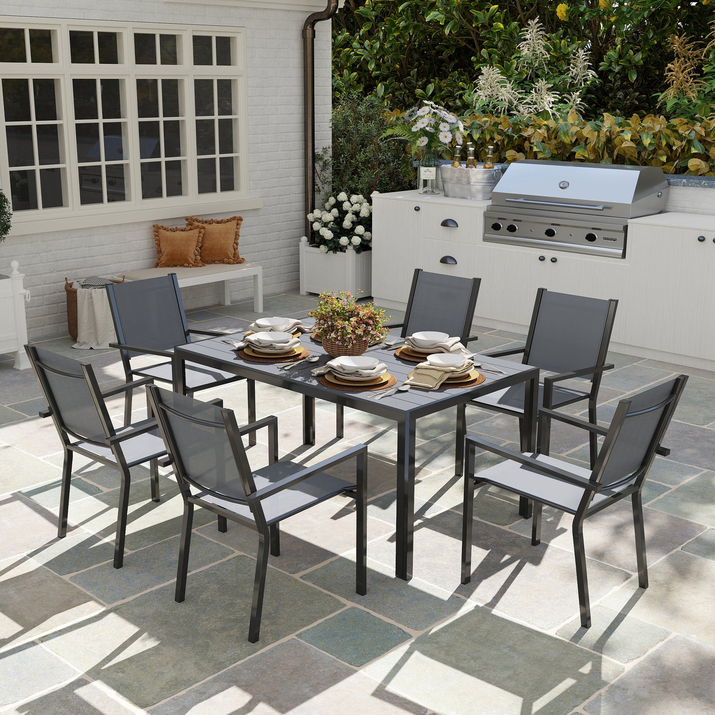 7 Piece Garden Dining Set, Outdoor Furniture Set