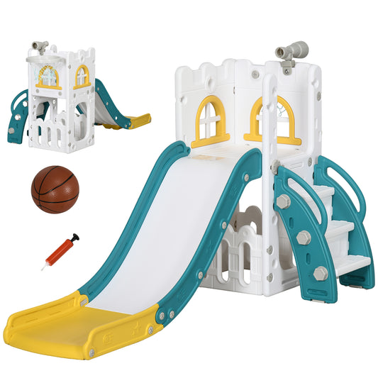 5 in 1 Toddler Slide with Basketball Hoop, Climber, Telescope