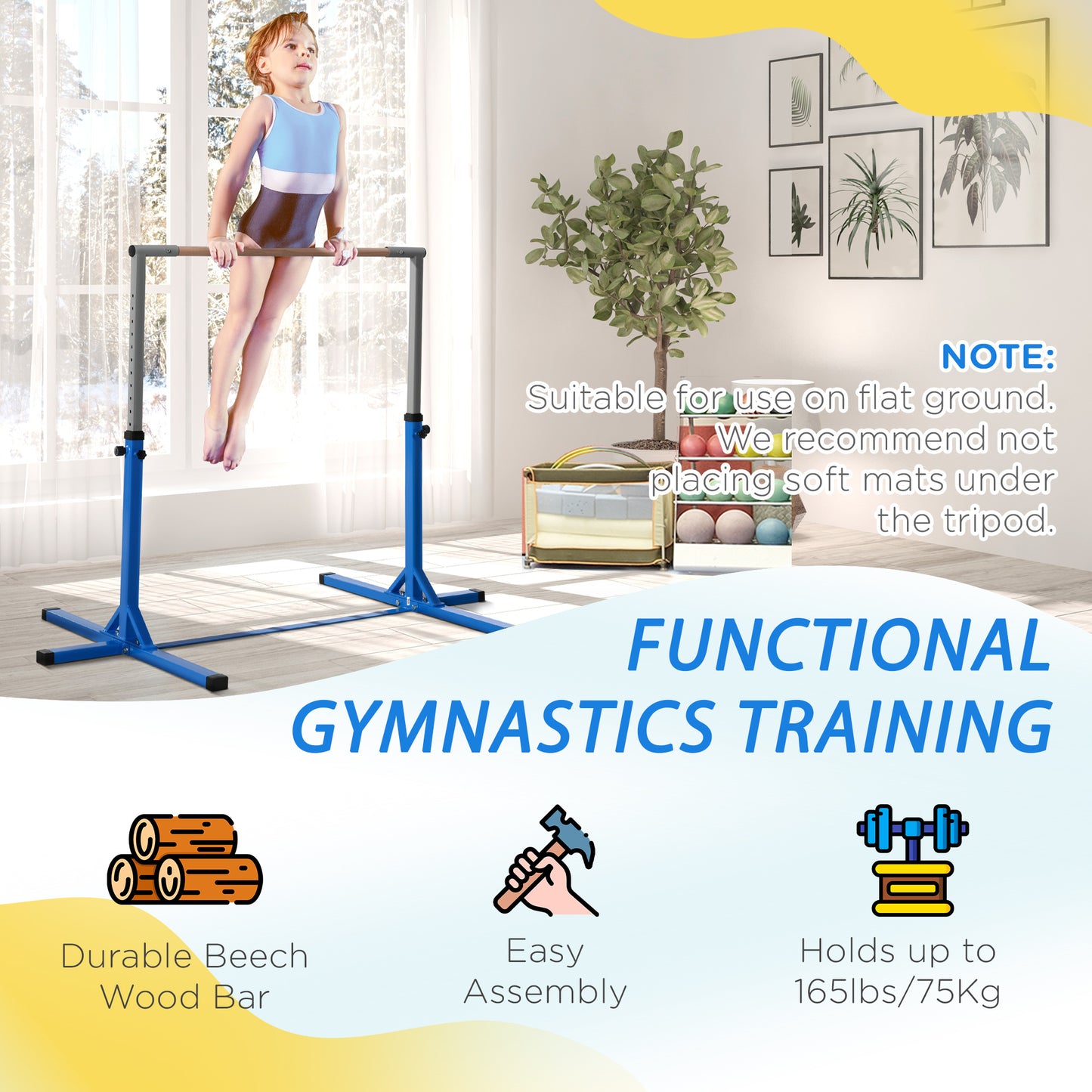 Height Adjustable Gymnastics Horizontal Bar for Kids (1)