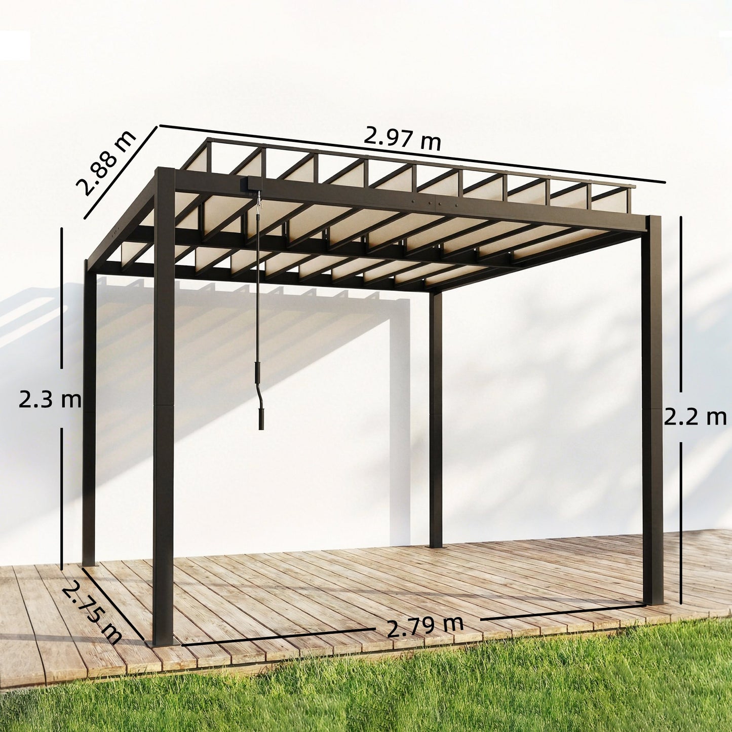 3 x 3 m Louvered Pergola with PC Roof
