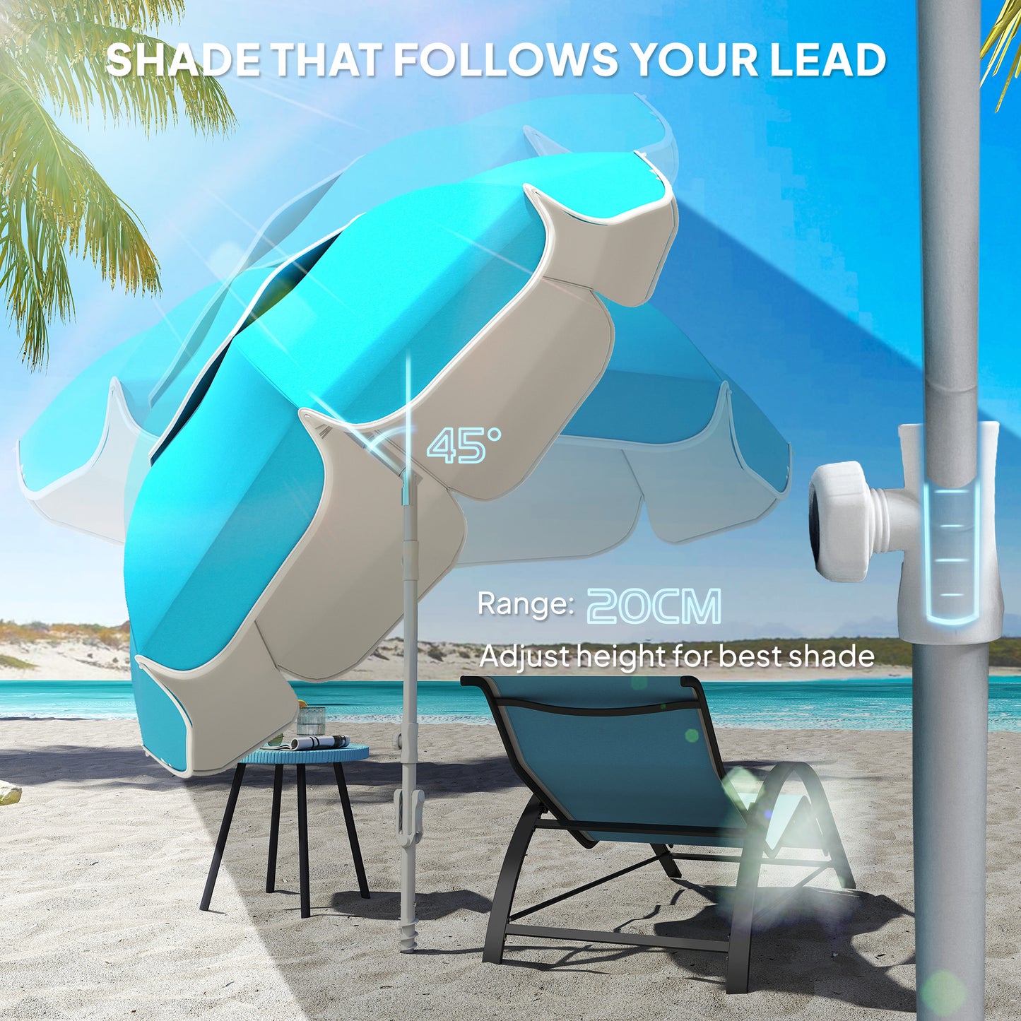 Beach Umbrella Portable with Sand Anchor, Carry Bag