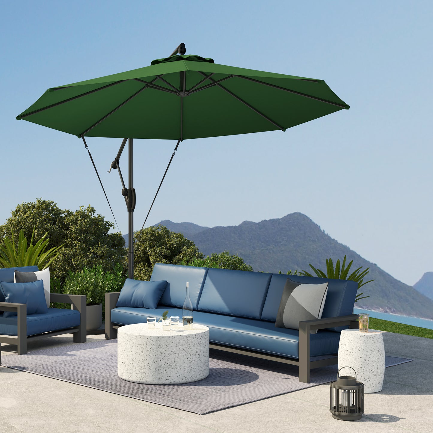 3(m) Garden Cantilever Parasol with Cover and Wind Protection Strap
