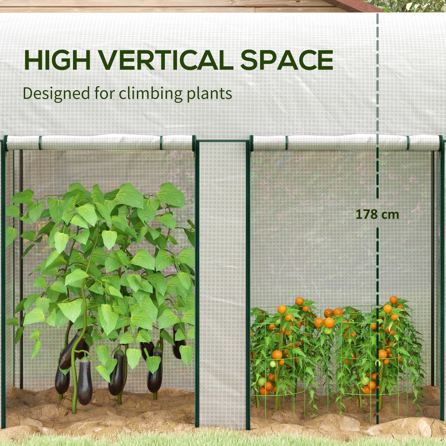 200 x 100cm Walk-In Greenhouse, with Zipped Doors