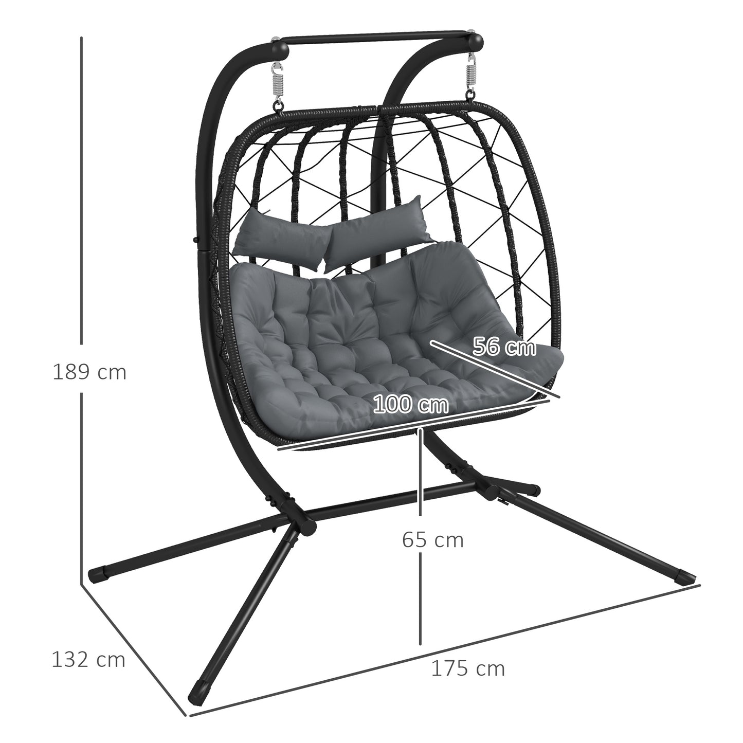 Two-Seater Steel Frame Hanging Egg Chair