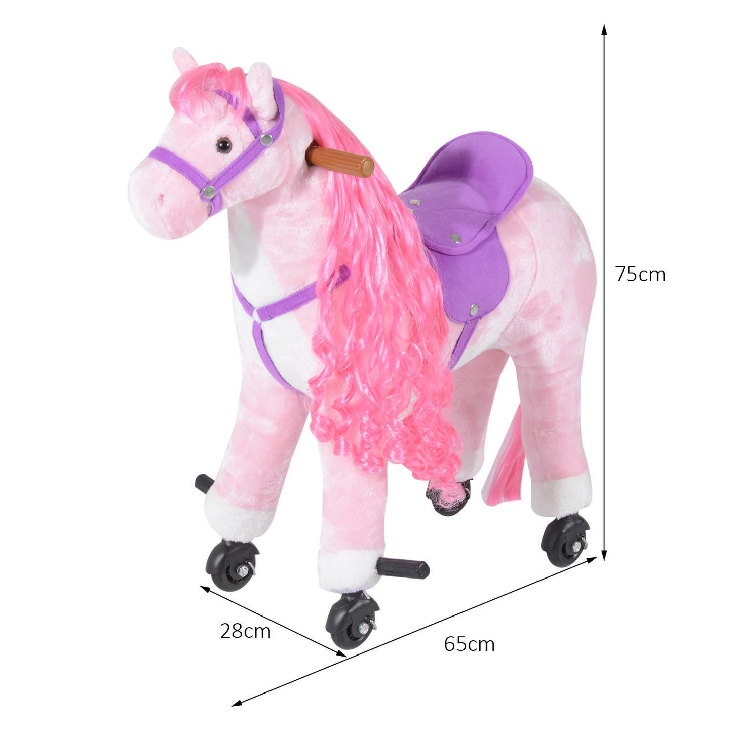 Plush Walking Horse Ride On Toy with Wheels