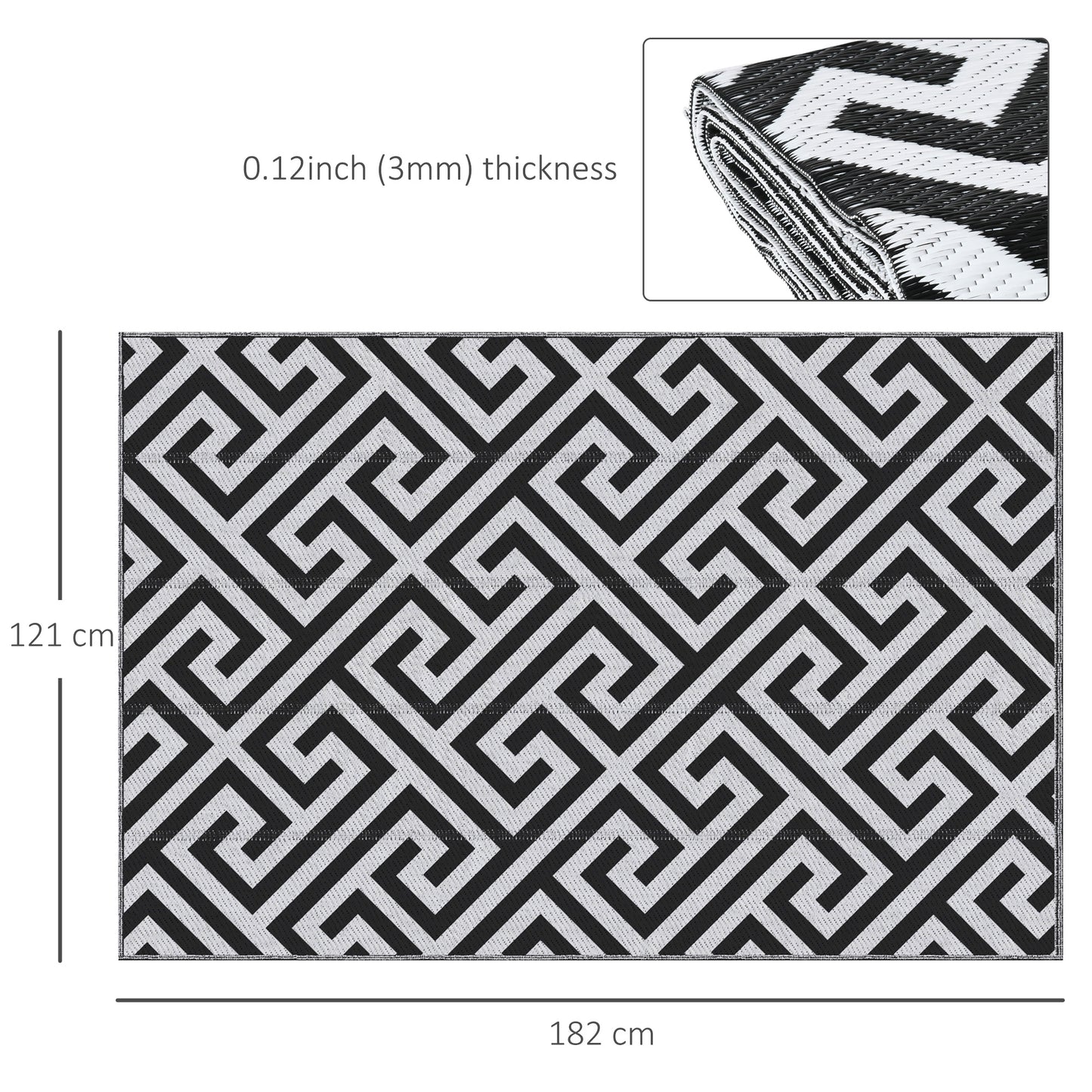 Outdoor Rug Reversible Mat Plastic Straw Rug Portable RV Camping Mat