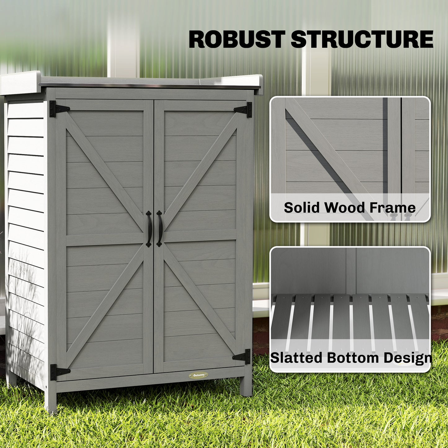 Wooden Garden Shed, Garden Tool Storage Shed with Shelf