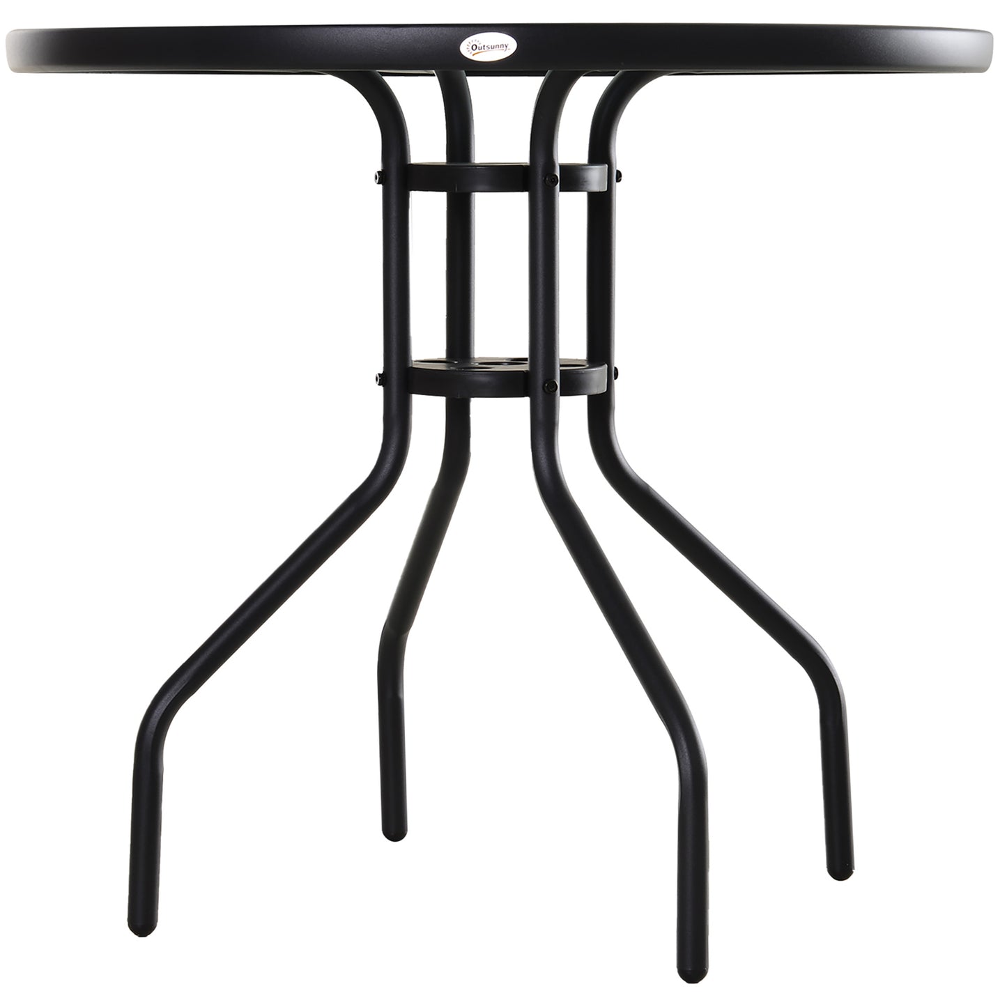 80 cm Round Garden Dining Table with Parasol Hole for 4
