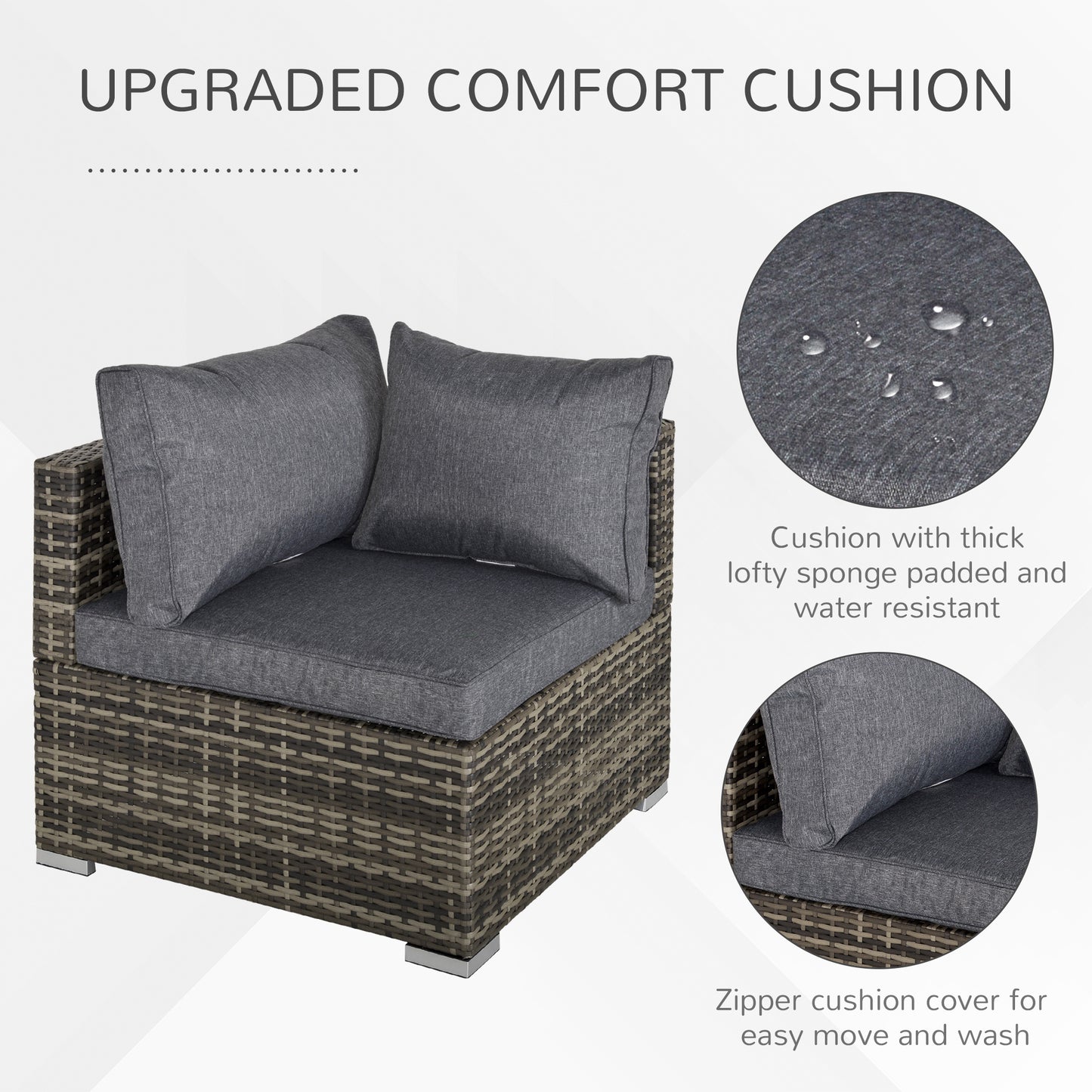 7 Pieces Outdoor PE Rattan Corner Sofa Set