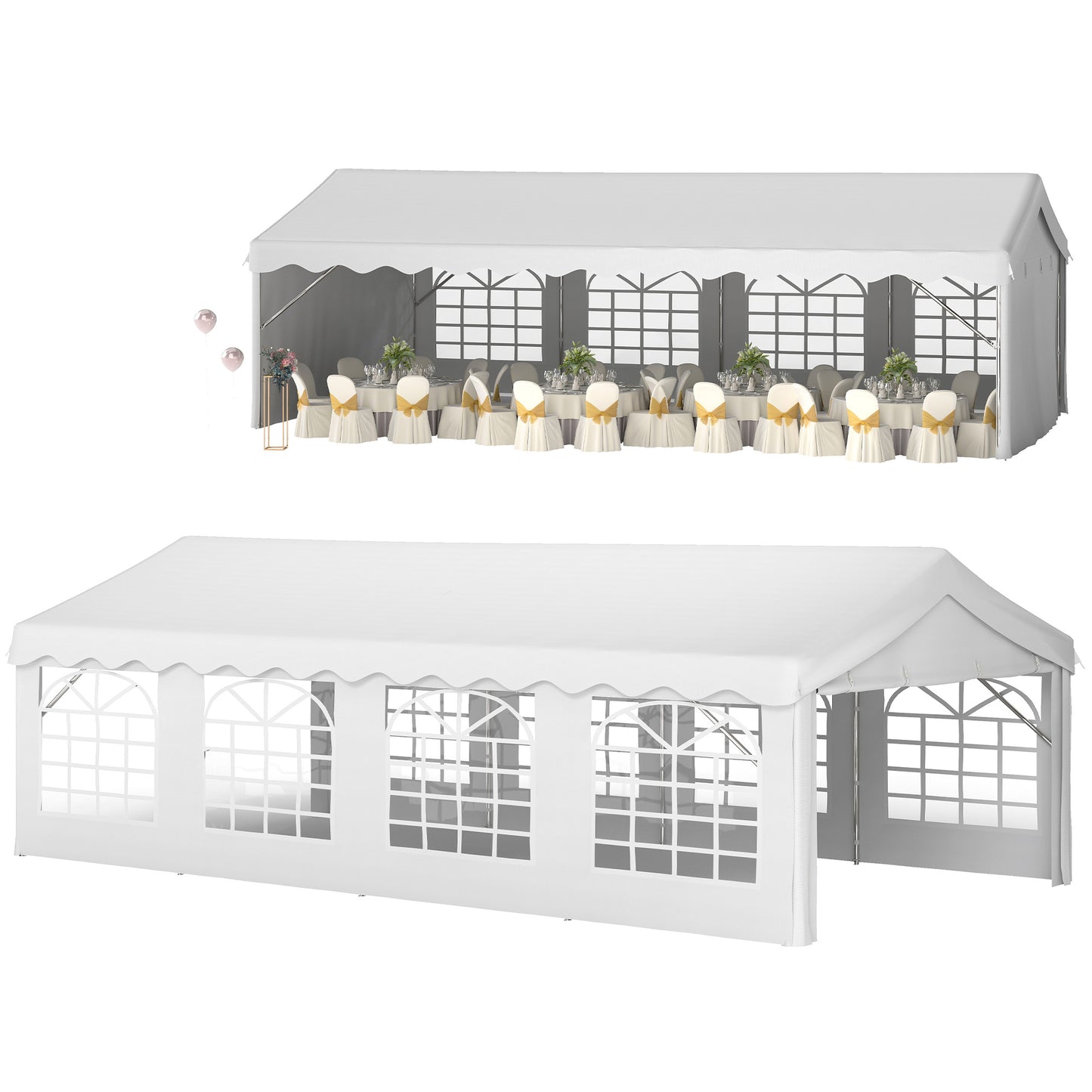 8m x 4m Garden Gazebo Marquee Wedding Shelter Level 4 Wind Protection