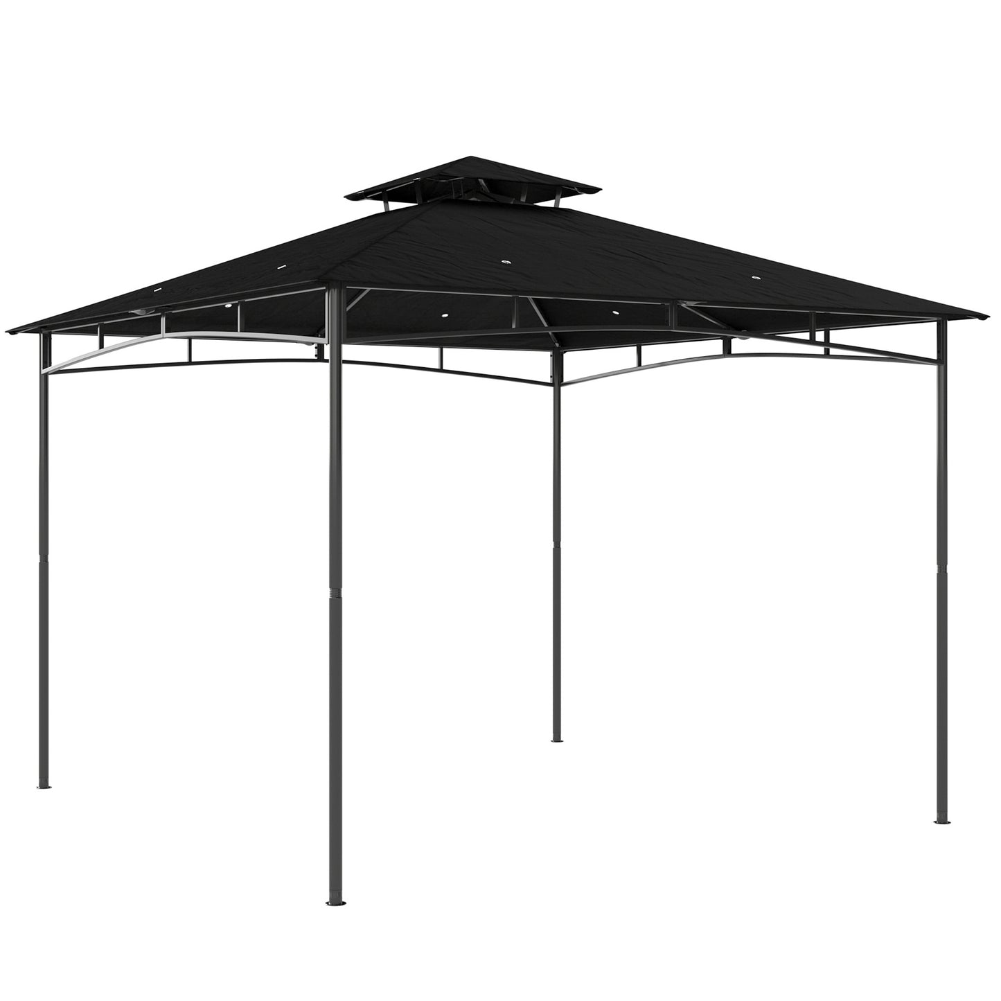 3 x 3 m Gazebo, Garden Gazebo with 2-Tier Roof, Metal Frame