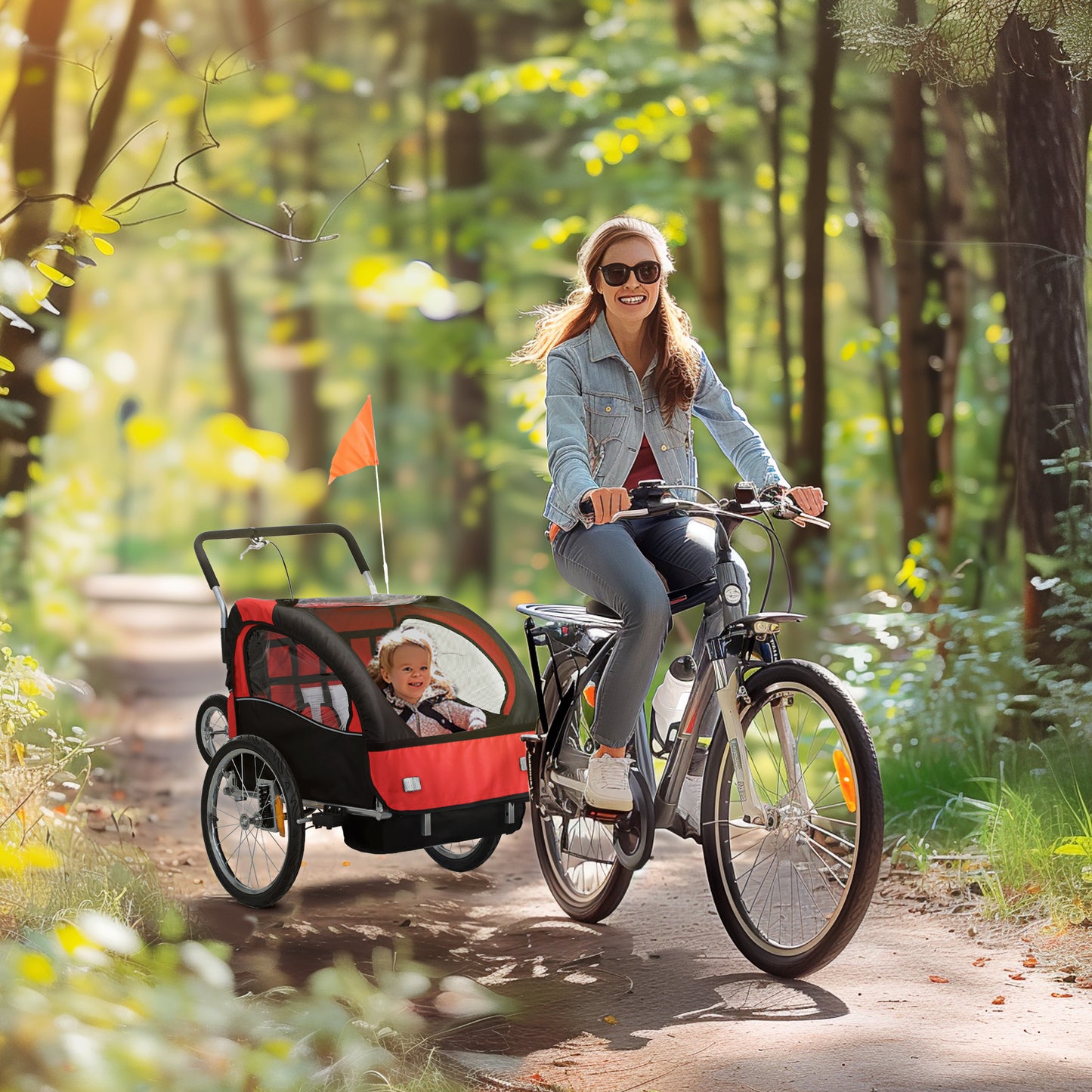 2 Seat Bike Trailer with 5 Point Harness
