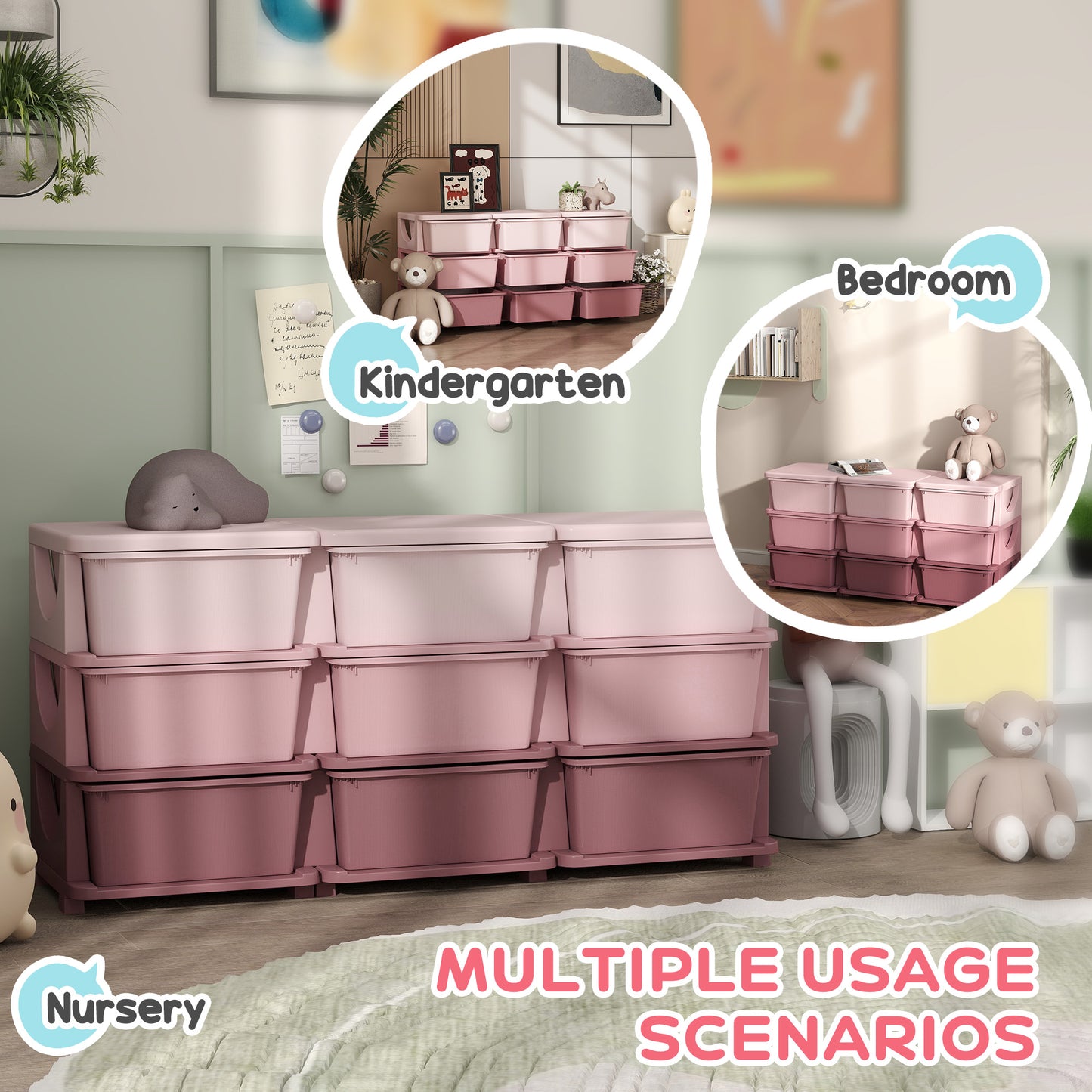 Kids Storage Unit, with Nine Drawers