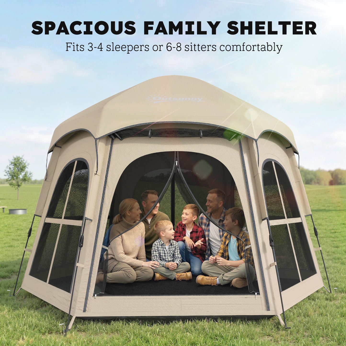 Pop Up Tent 3000mm Waterproof Instant Camping Tent 3-4 Person
