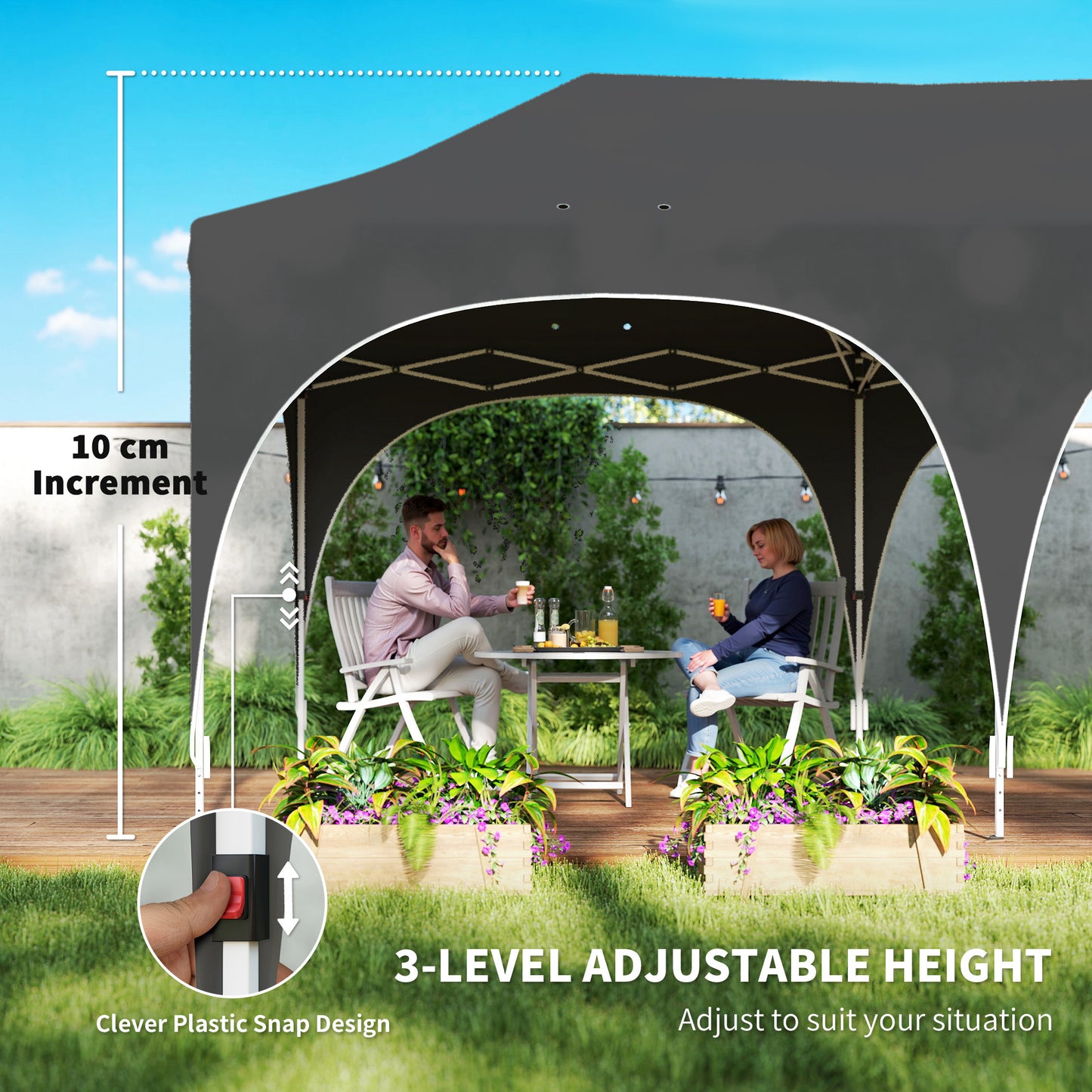 3 x 6m Pop Up Gazebo Shelter with Sides, 6 Sandbags