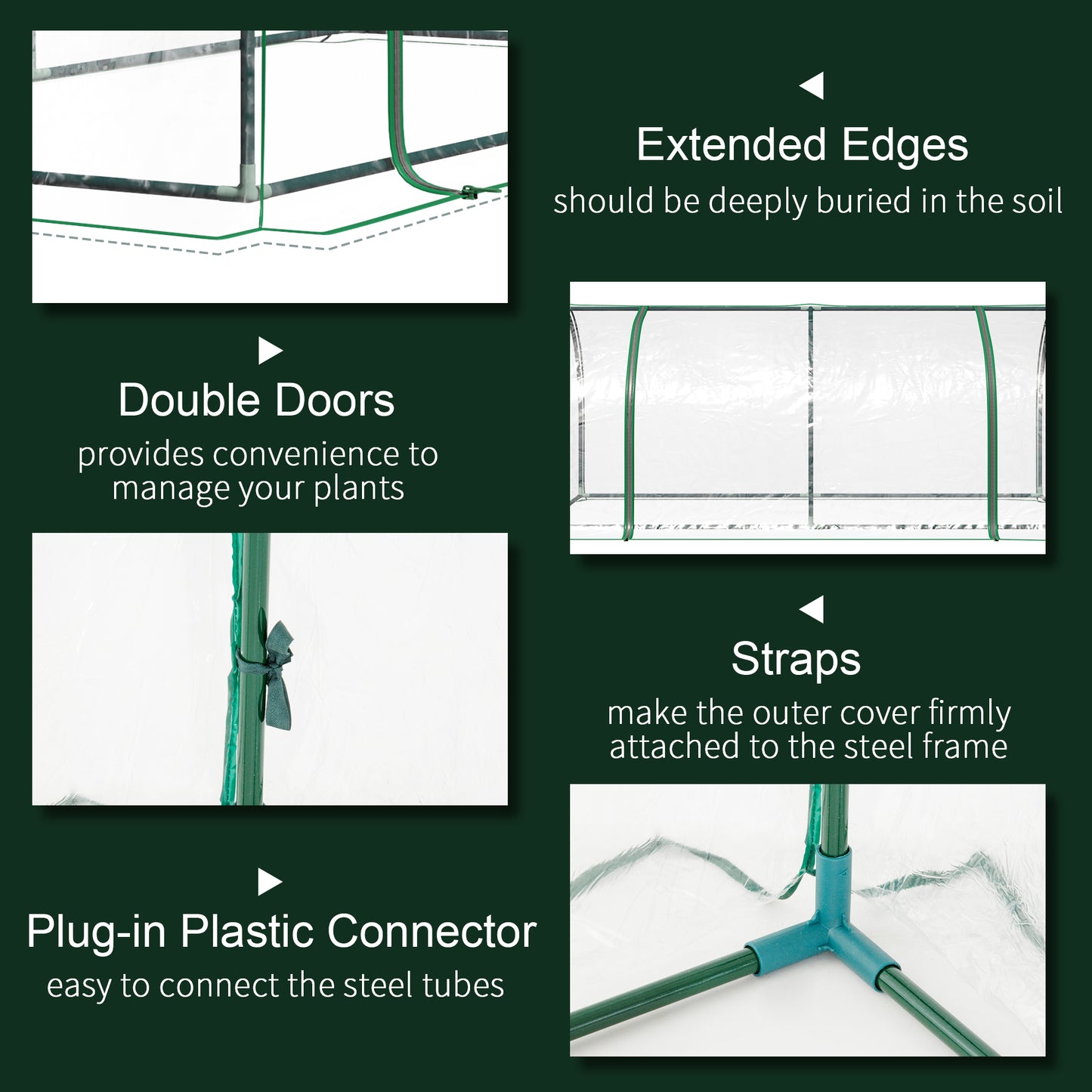Tunnel Greenhouse Green Grow House for Garden Outdoor, Steel Frame (1)