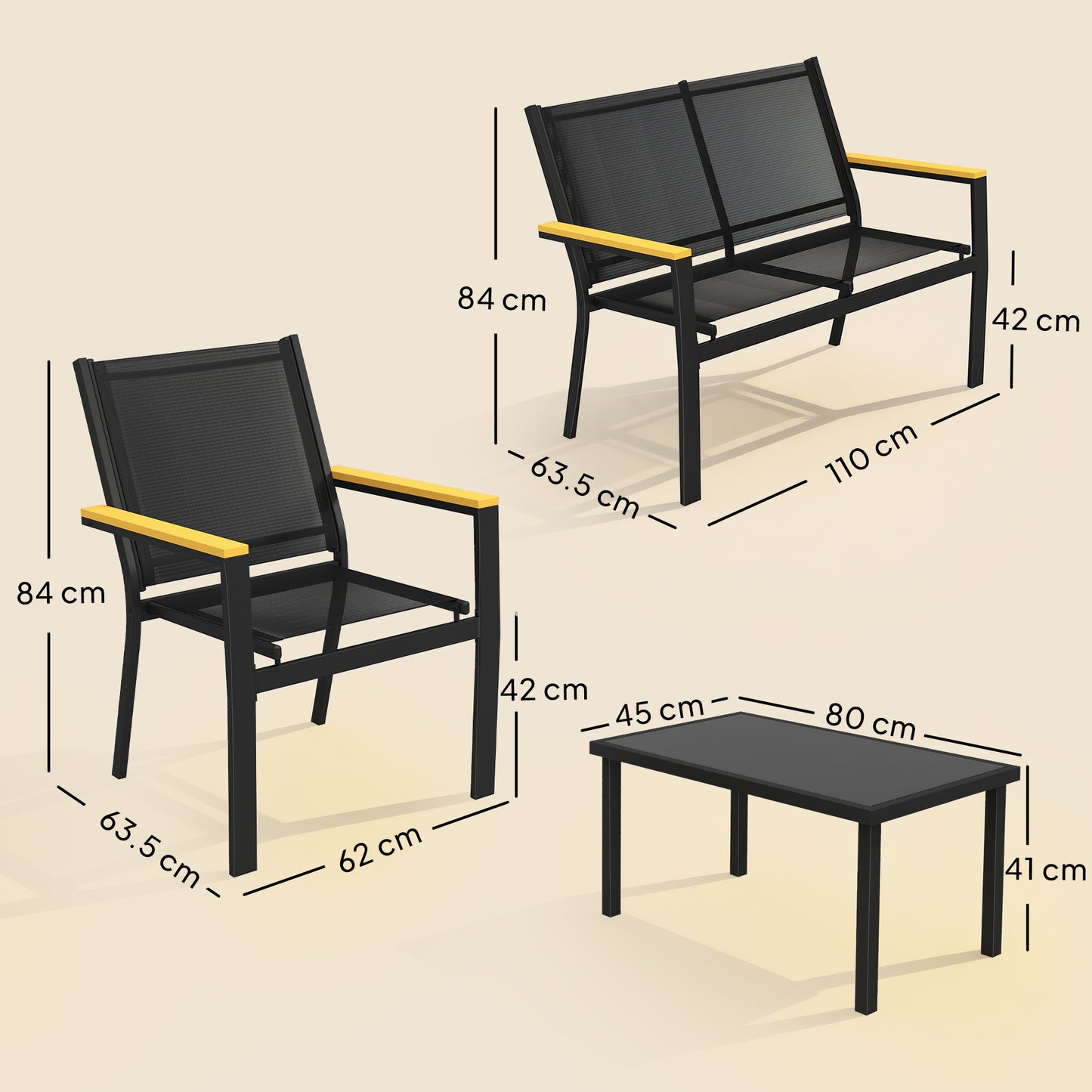 Outdoor Sofa 4 Seater Garden Sofa Set with Loveseat 2 Chairs