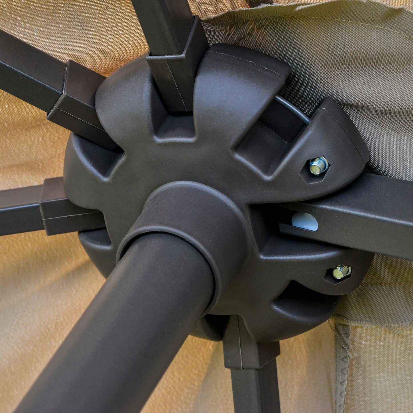 4.6M Sun Umbrella Canopy Double-sided Crank Sun Shade w/ Cross Base (1)