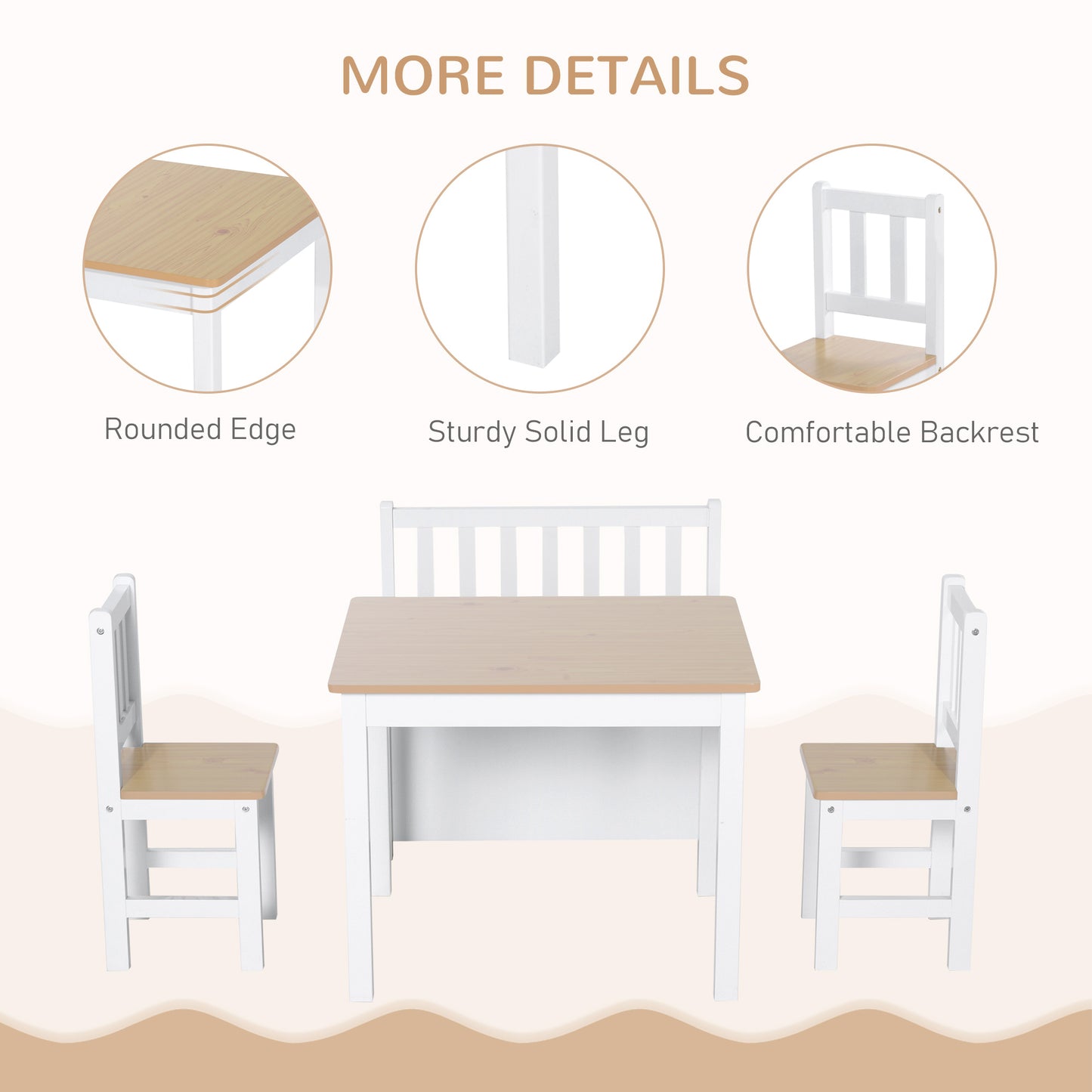 4-Piece Kids Table and Chair Set with 2 Wooden Chairs (1)