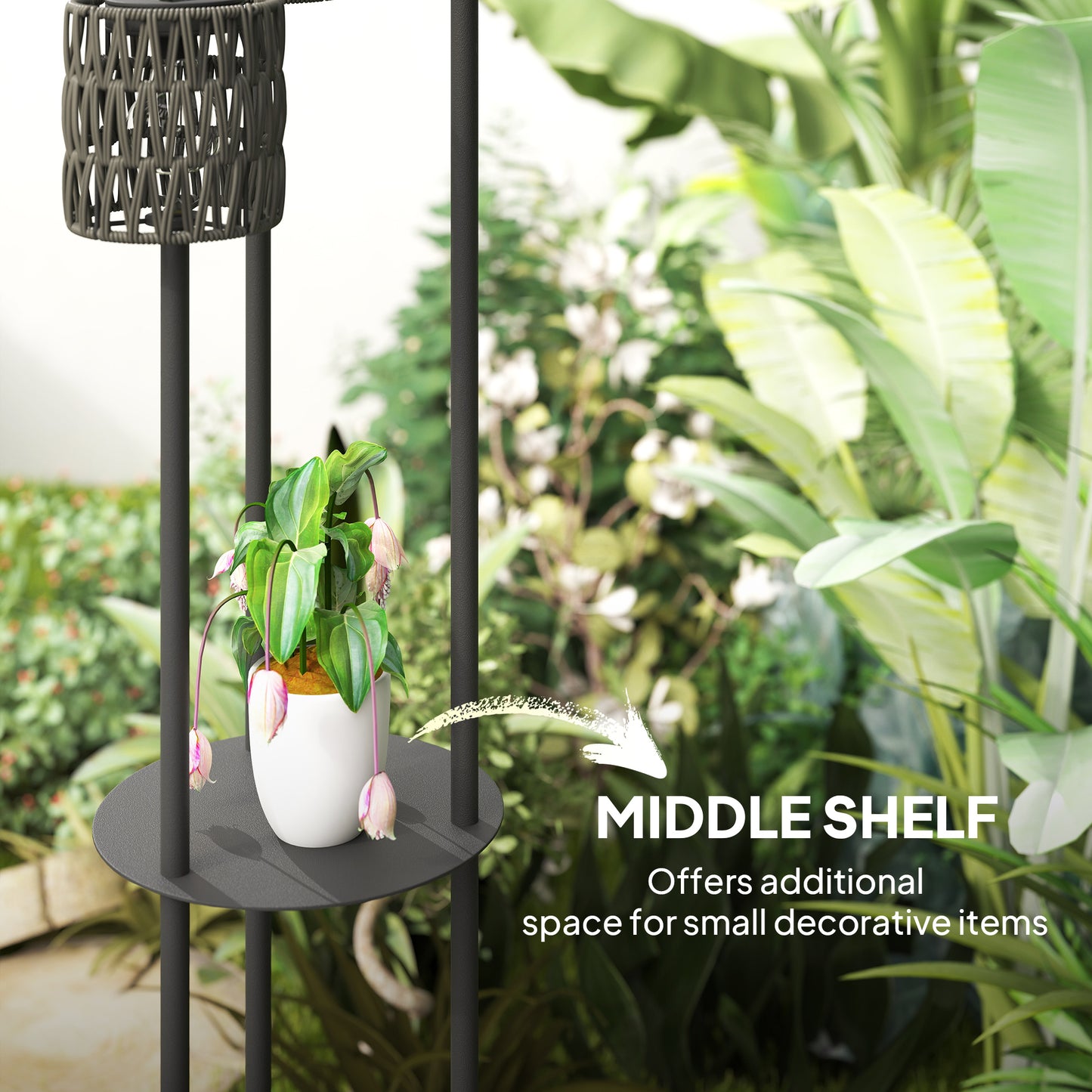 Boho Rattan Floor Lamp, 3-Lights Rattan Lamp with Shelf (1)