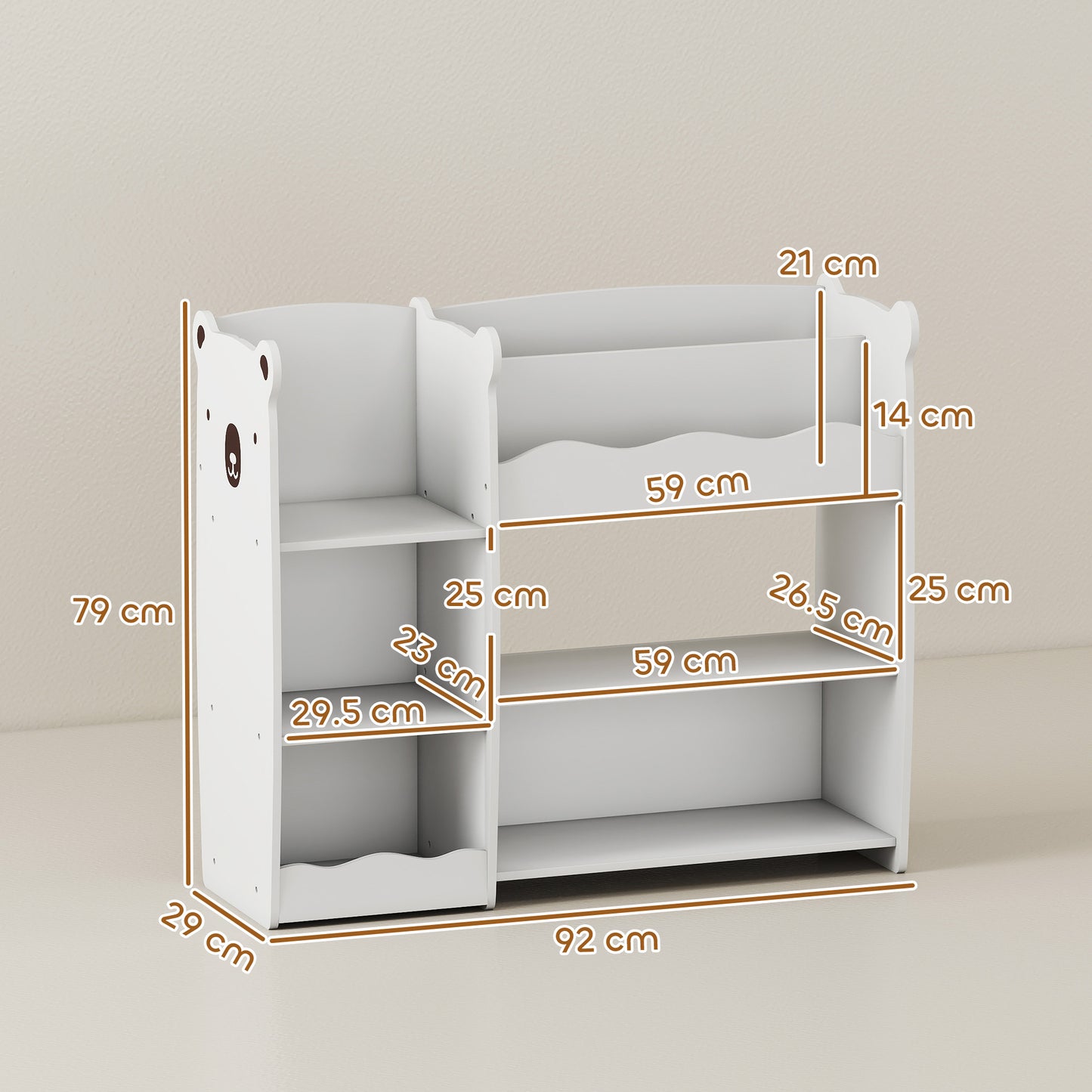 Kids Toy Storage Unit, Bear Design Kids Bookshelf and Toy Organiser