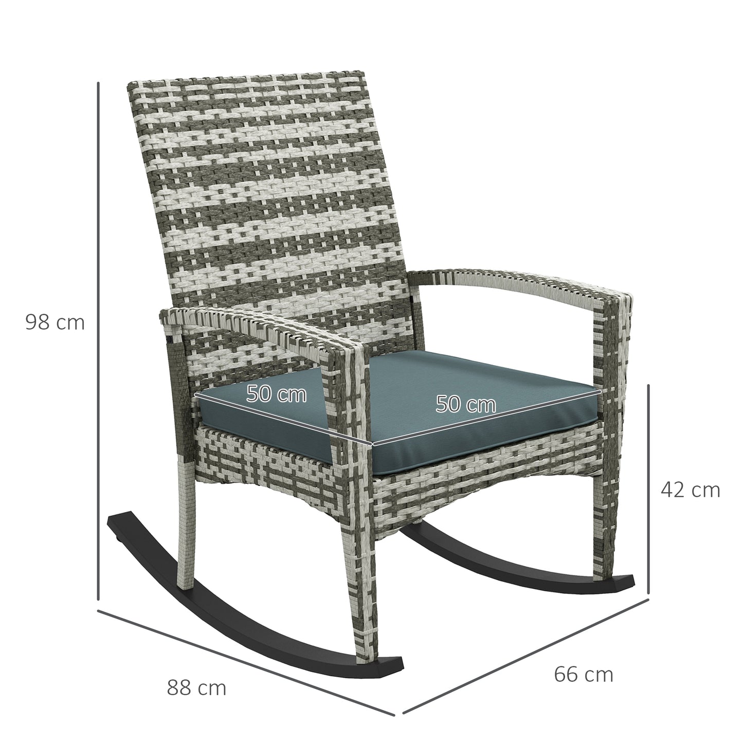 PE Rattan Garden Rocking Chair, Outdoor Rocking with Cushion