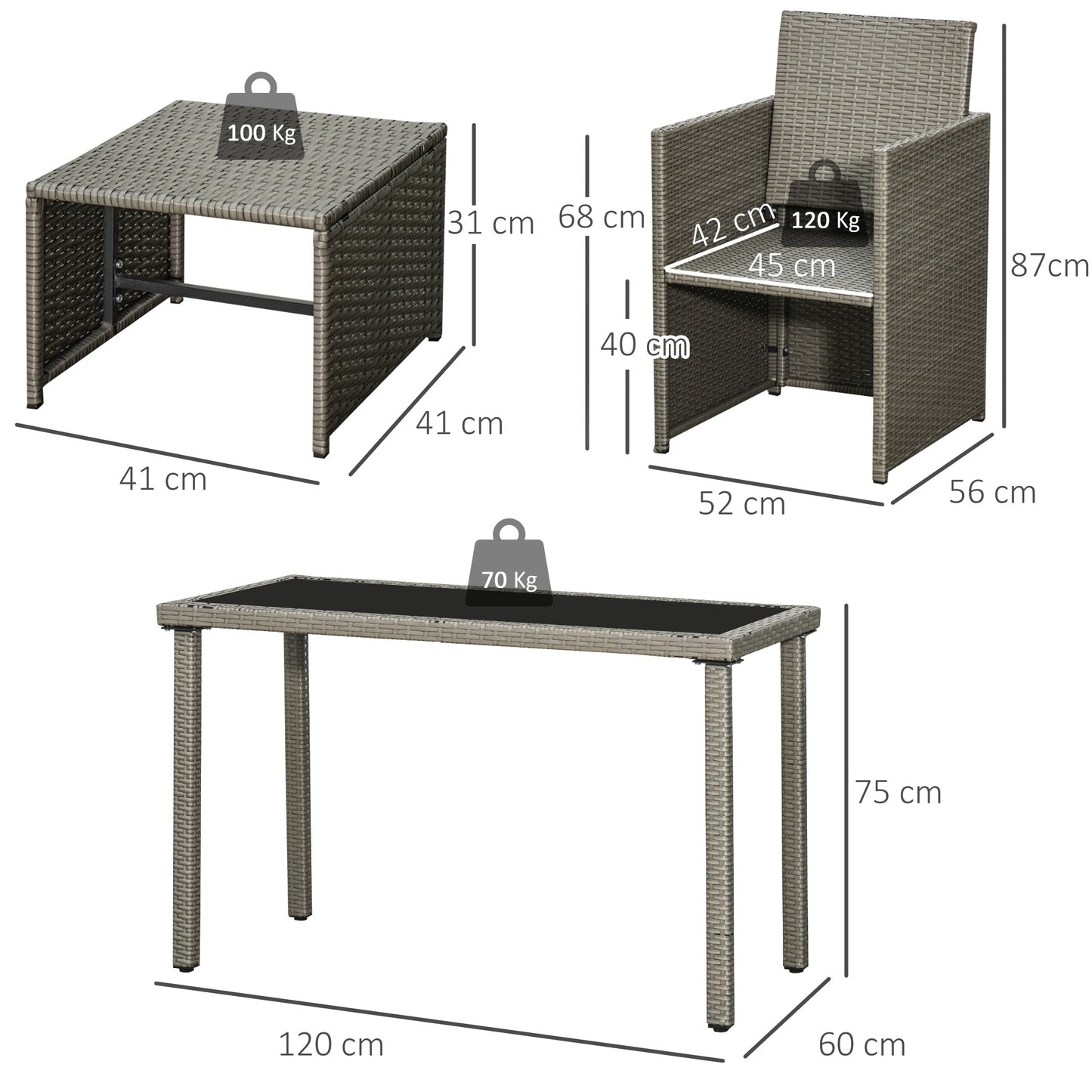 2 Seater Rattan Cube Garden Furniture Set
