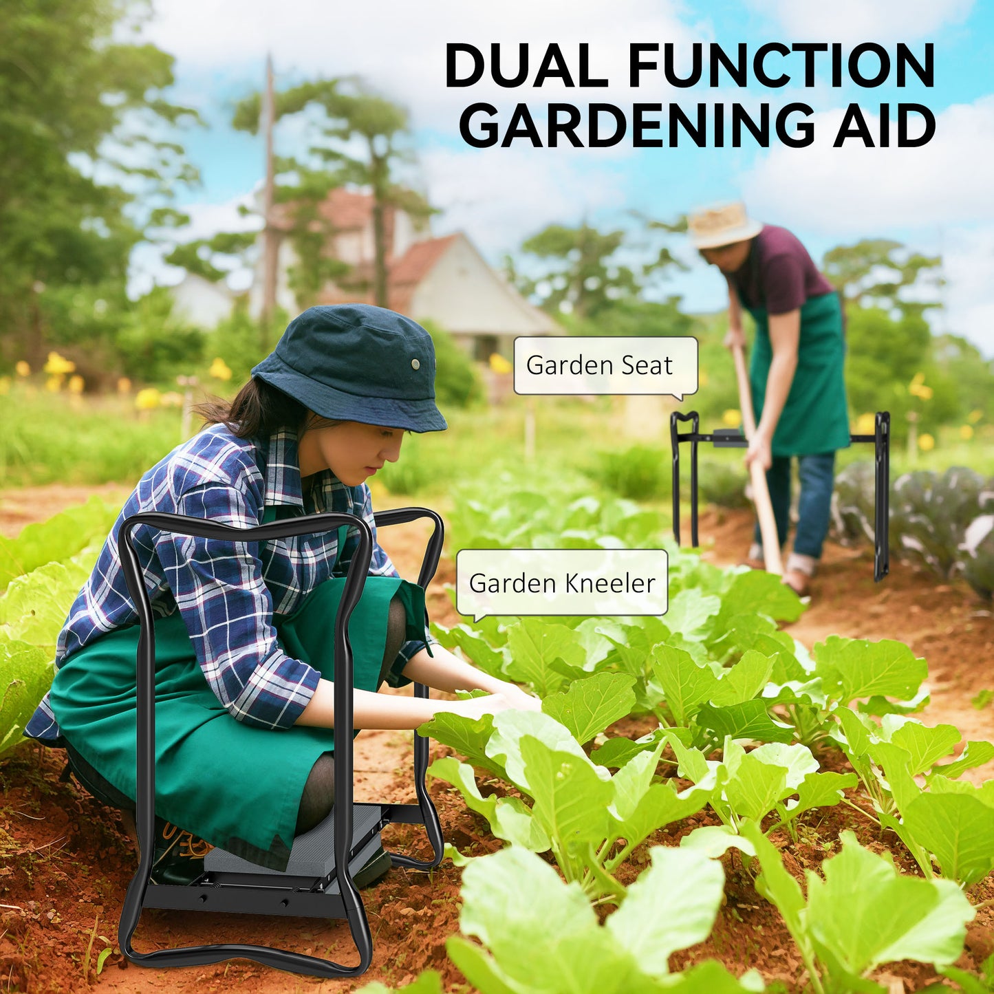 2 In 1 Garden Kneeler Seat Kneeling Pad Support Bench Foldable Knee