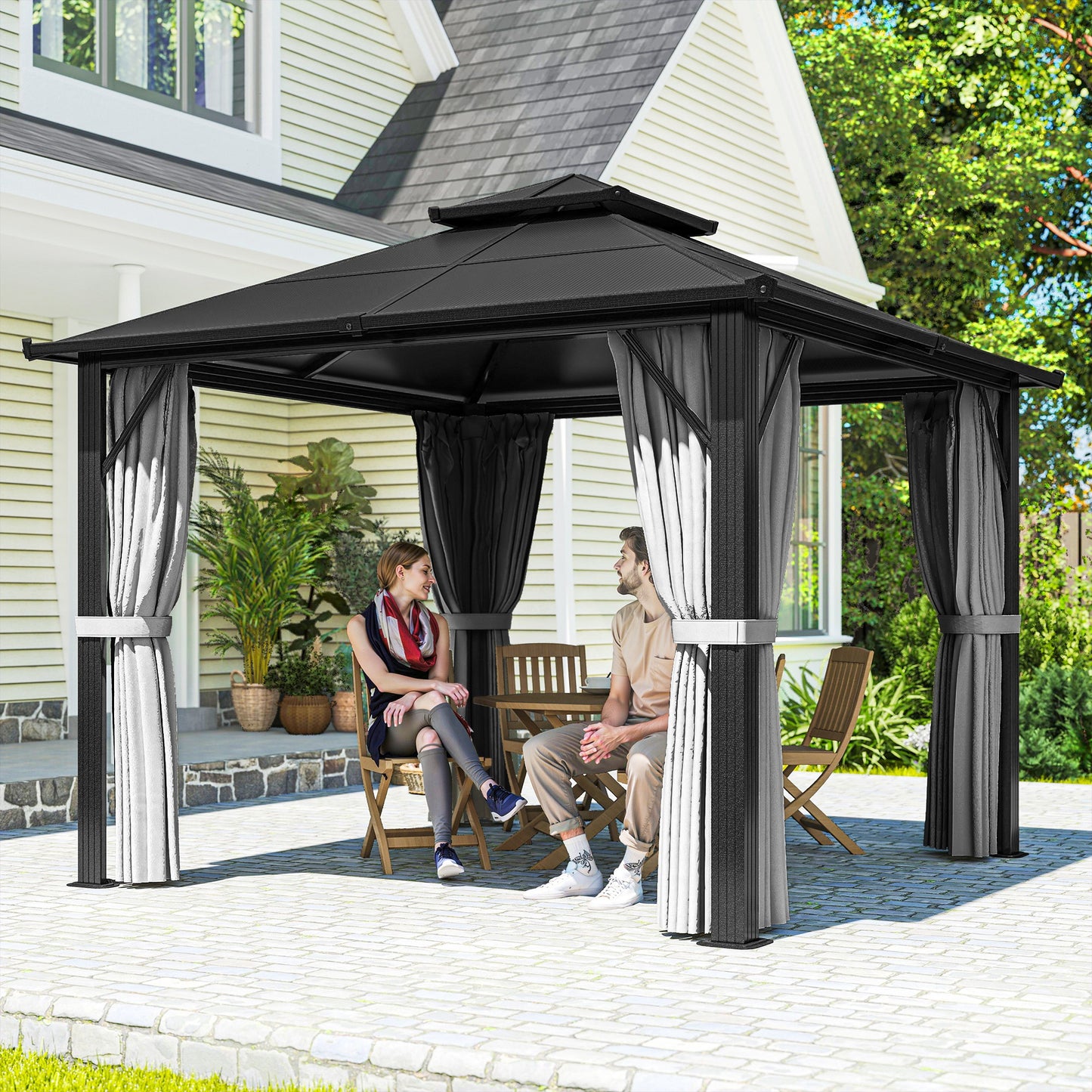 3 x 3(m) Hardtop Gazebo Canopy with UPF30+ Double Polycarbonate Roof