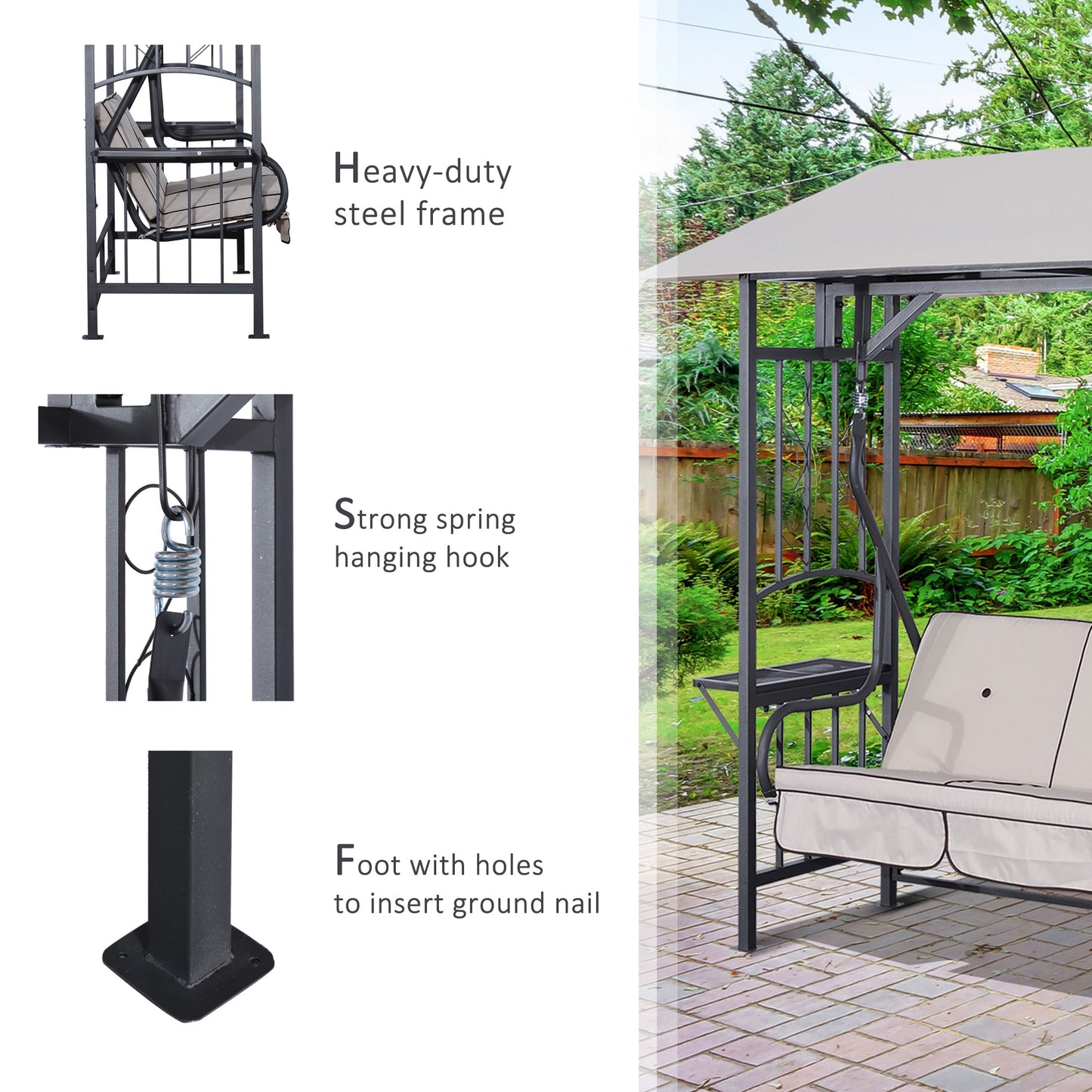 Outdoor Garden 2 Seater Canopy Swing Chair Seat Porch Loveseat