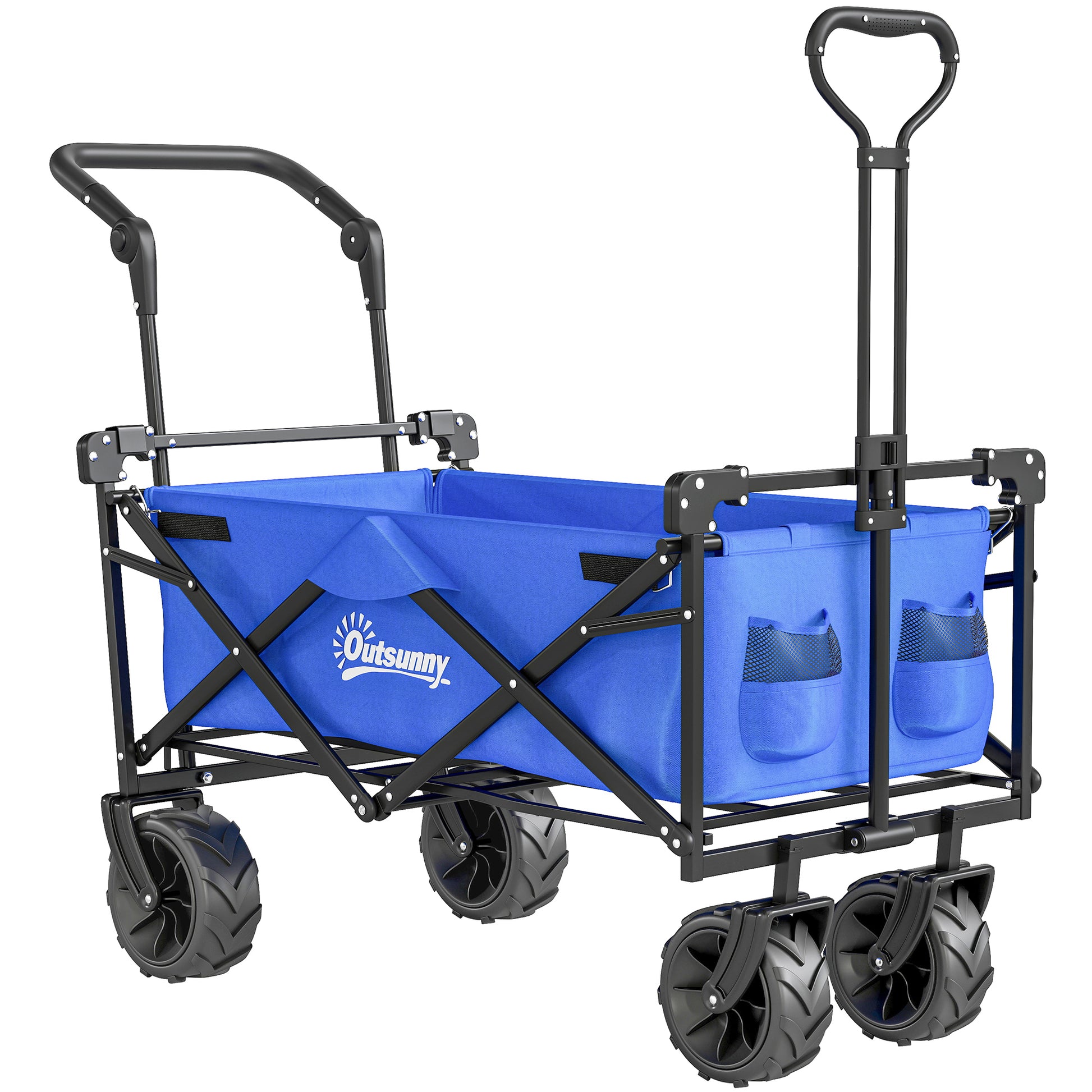 Folding Trolley Cart Storage Wagon Beach Trailer 4 Wheels