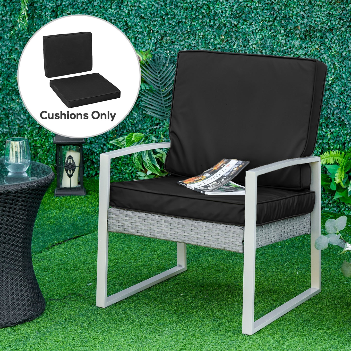 2 Piece Garden Chair Cushions with 1 Seat Cushion 1 Back Pad