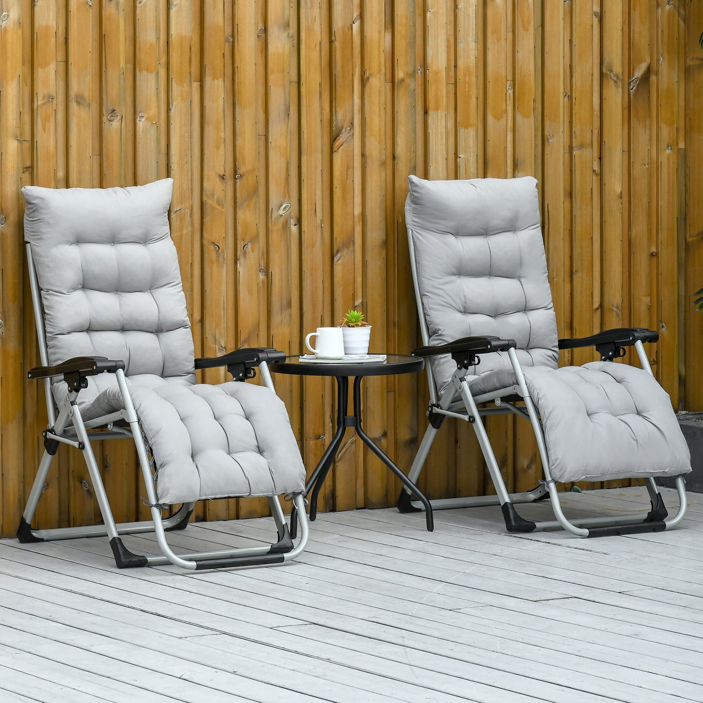 2pc Reclining Zero Gravity Sun Loungers