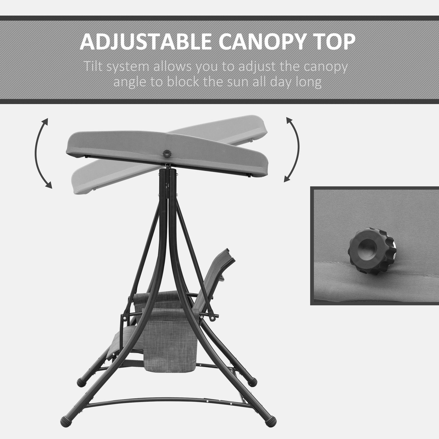 3 Person Outdoor Patio Porch Swing Chair with High Back Design