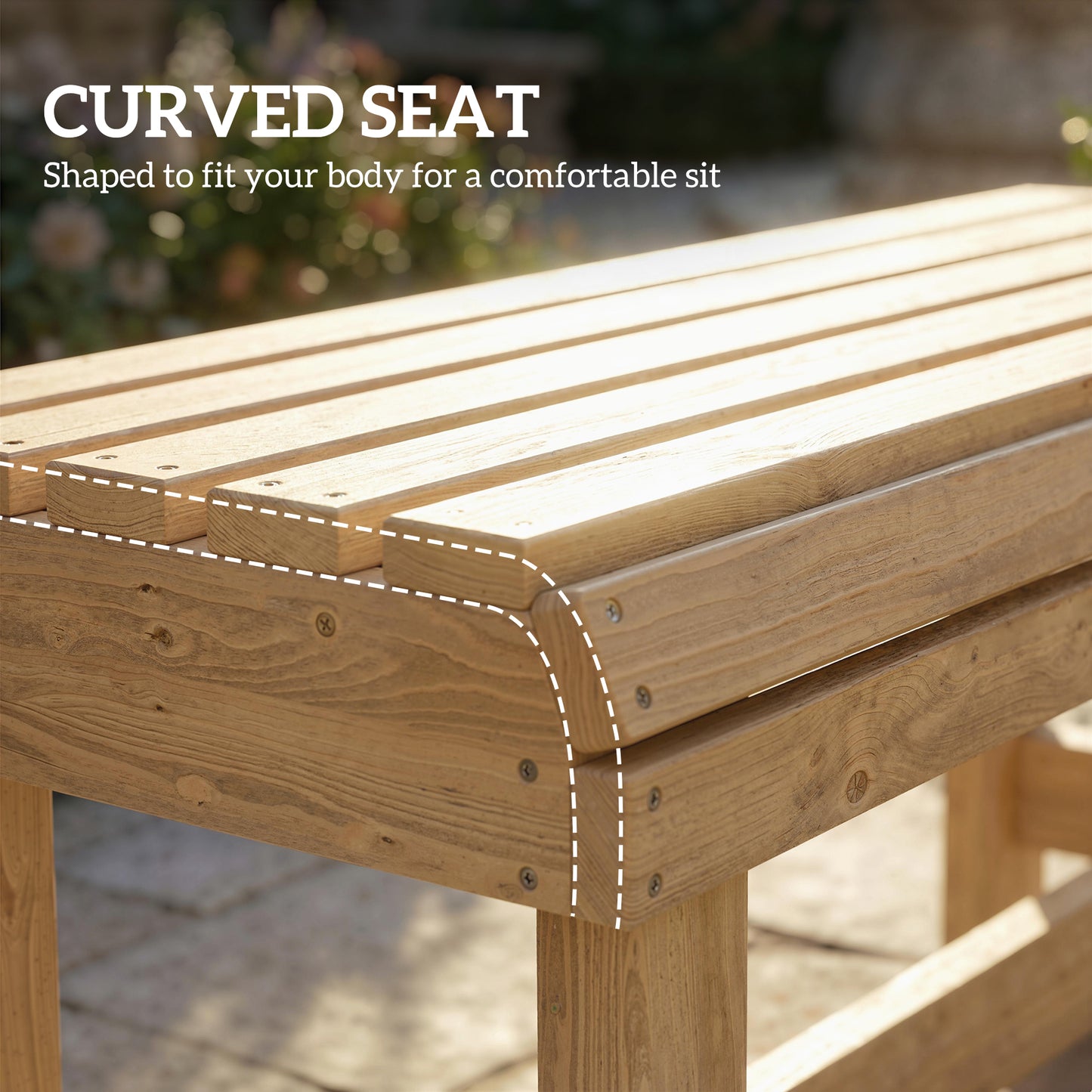 Wooden Outdoor Bench, 2 Seater Garden Bench