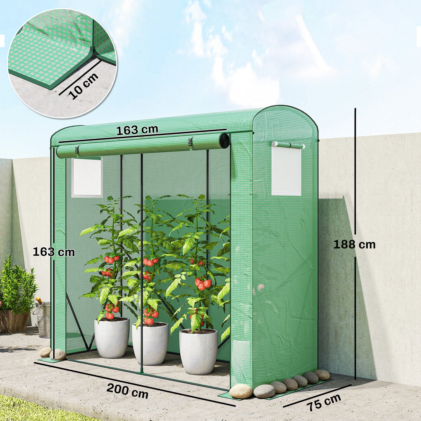 Mini Greenhouse, Garden Tomato Growhouse with Roll-Up Door