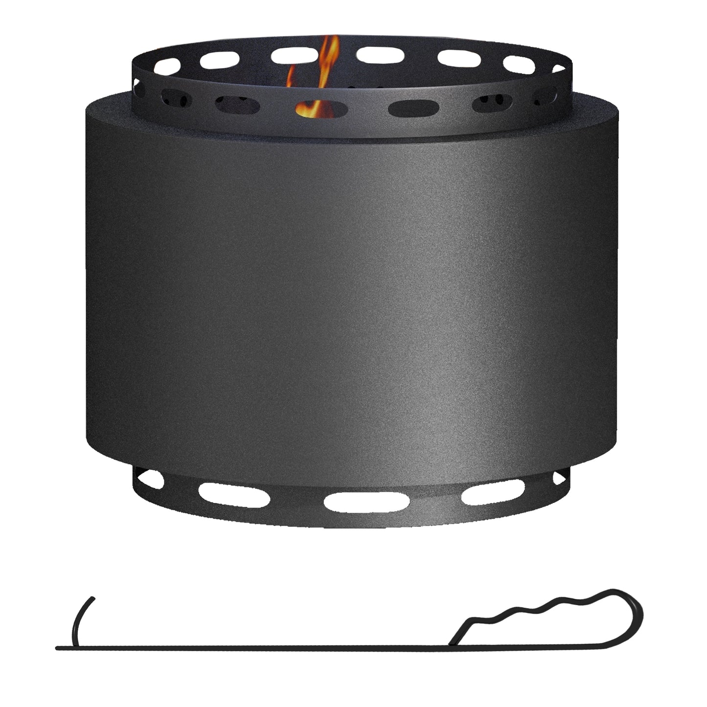 Smokeless Fire Pit, 48.5cm Portable Wood Burning Firepit with Poker (1)