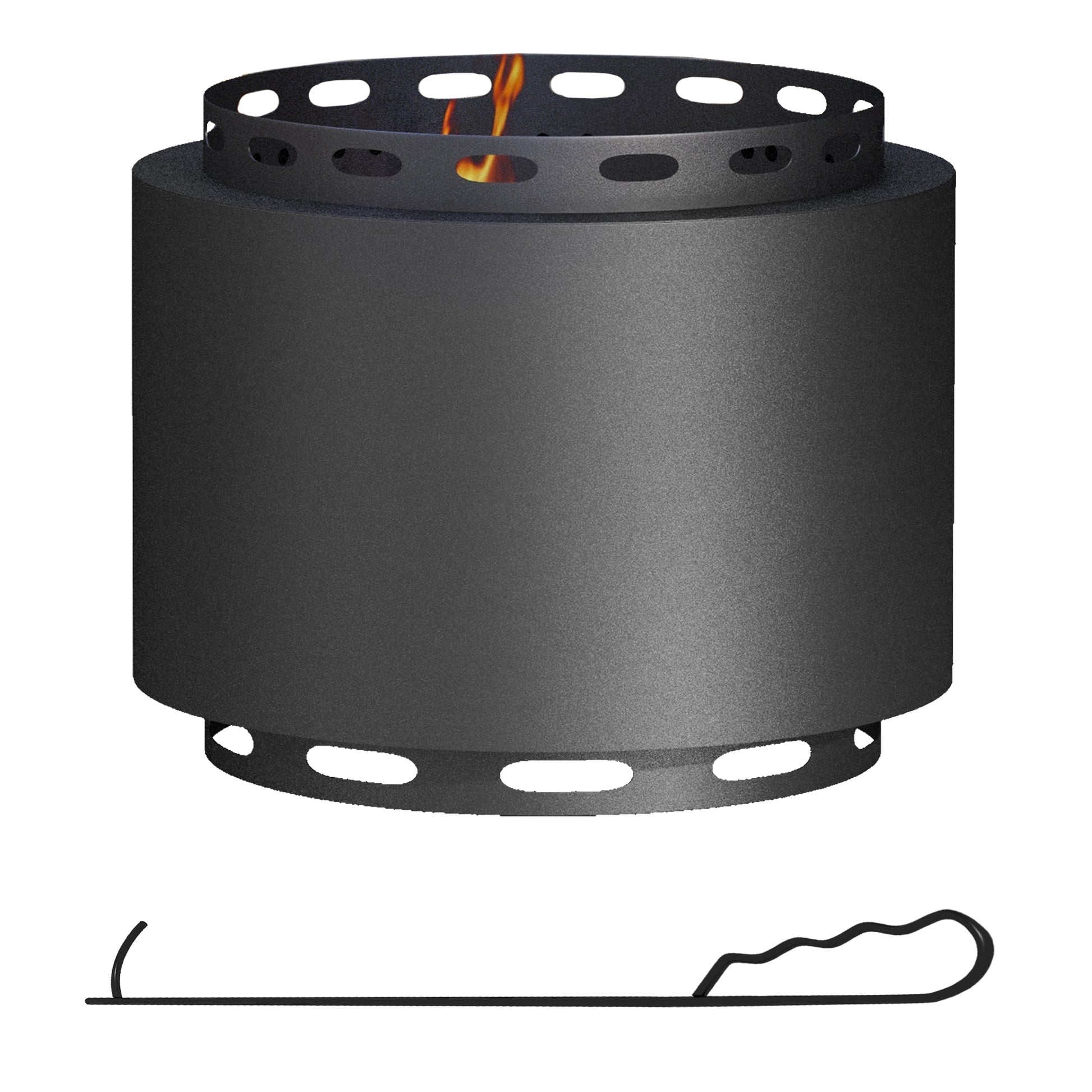 Smokeless Fire Pit, 48.5cm Portable Wood Burning Firepit with Poker (1)