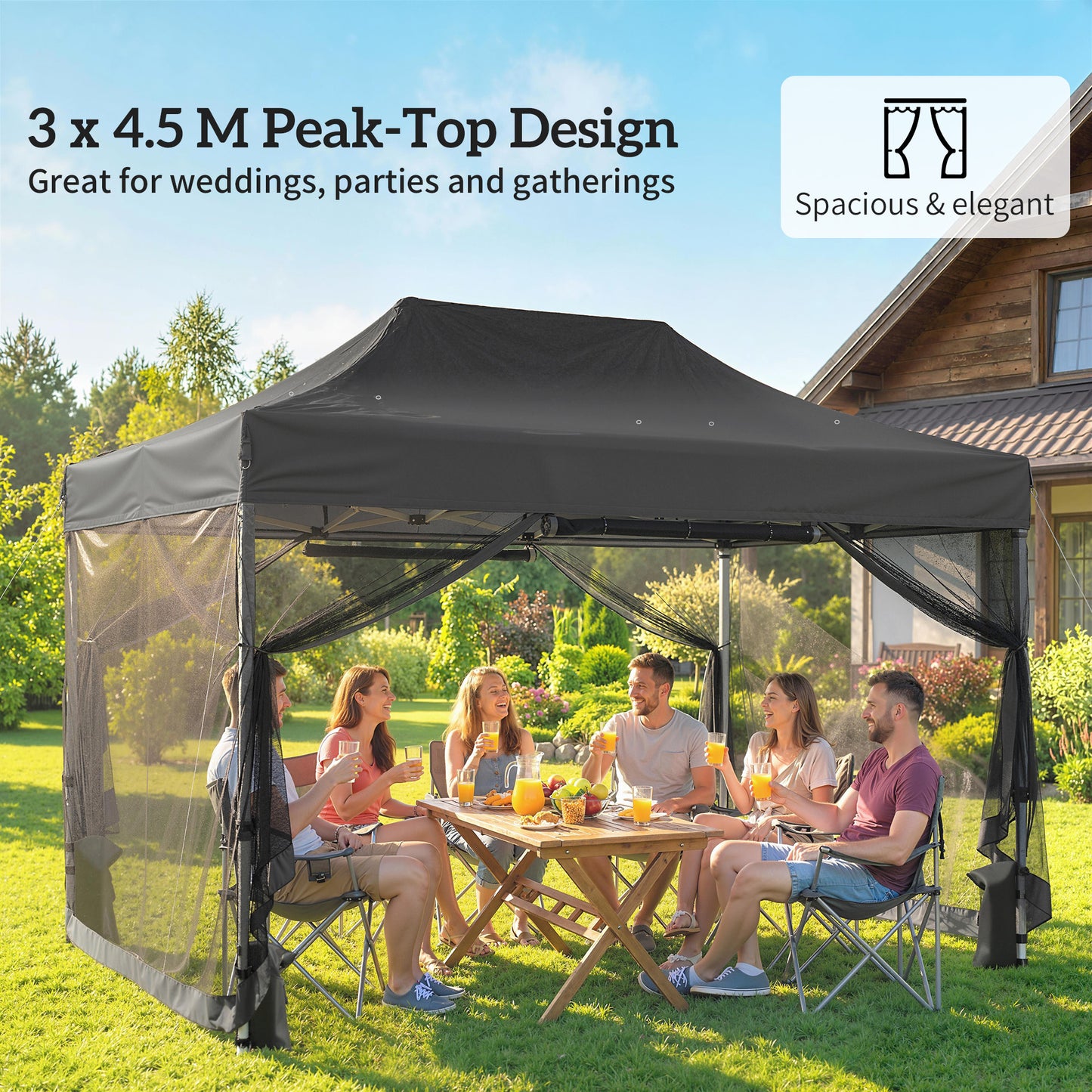 3 x 4.5 m Pop Up Gazebo with Mesh Nettings