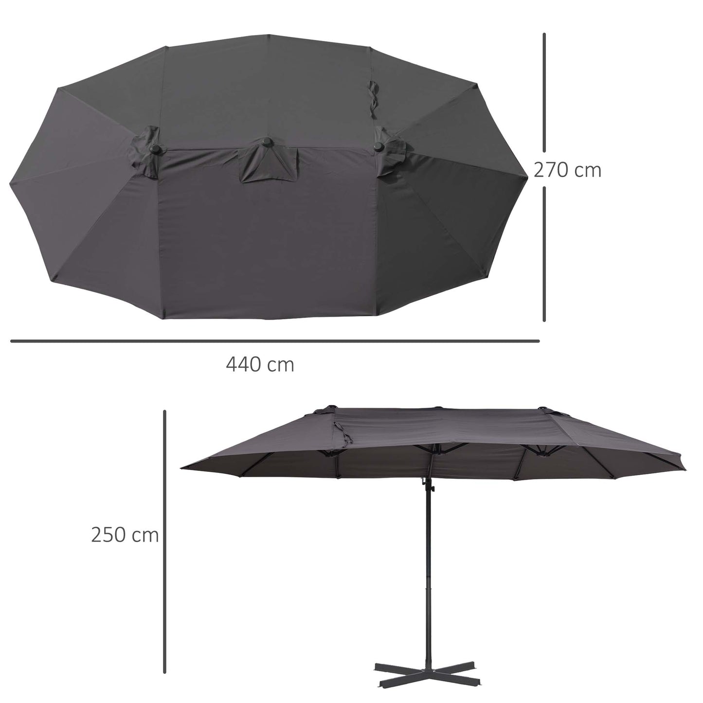Double Canopy Offset Parasol Umbrella Garden Shade w/ Steel Pole 12