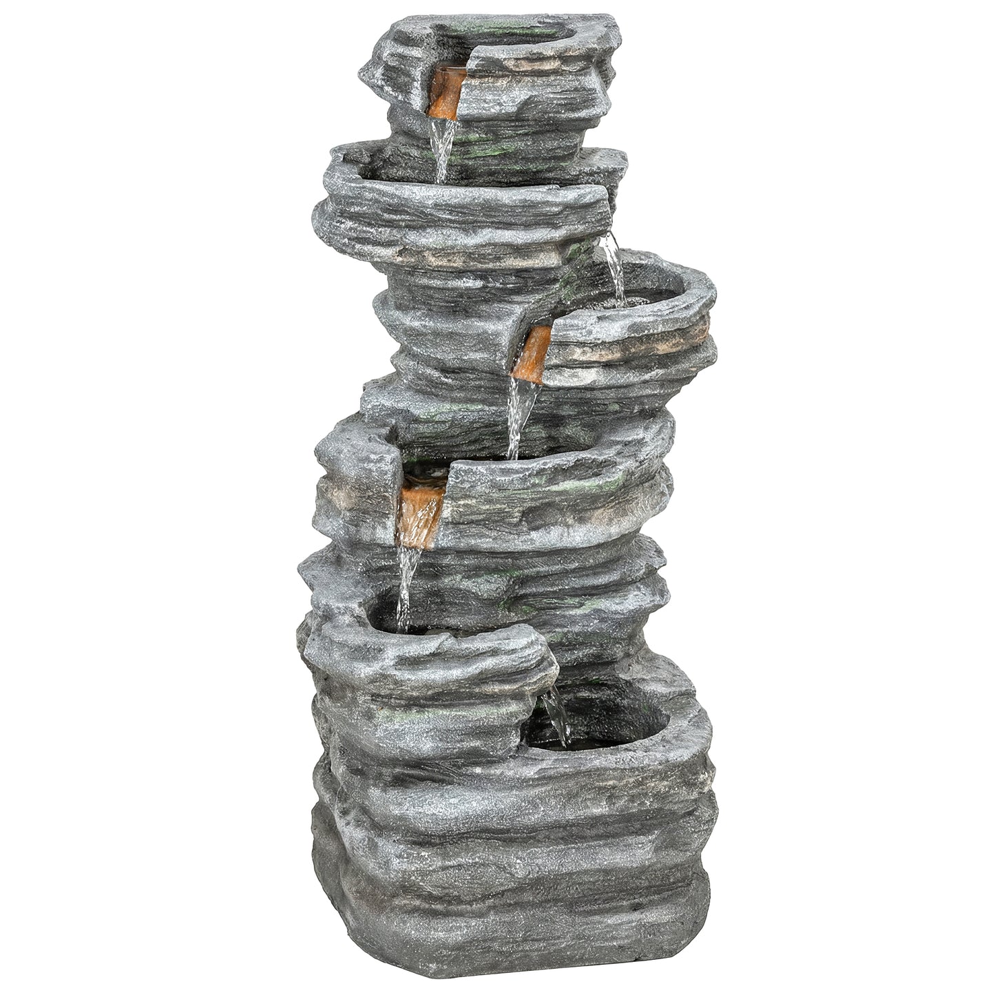 Outdoor Fountain, 6-Tier Cascading Waterfall Feature with LED Lights