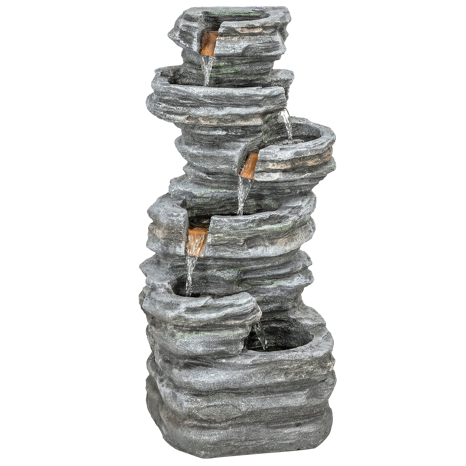 Outdoor Fountain, 6-Tier Cascading Waterfall Feature with LED Lights