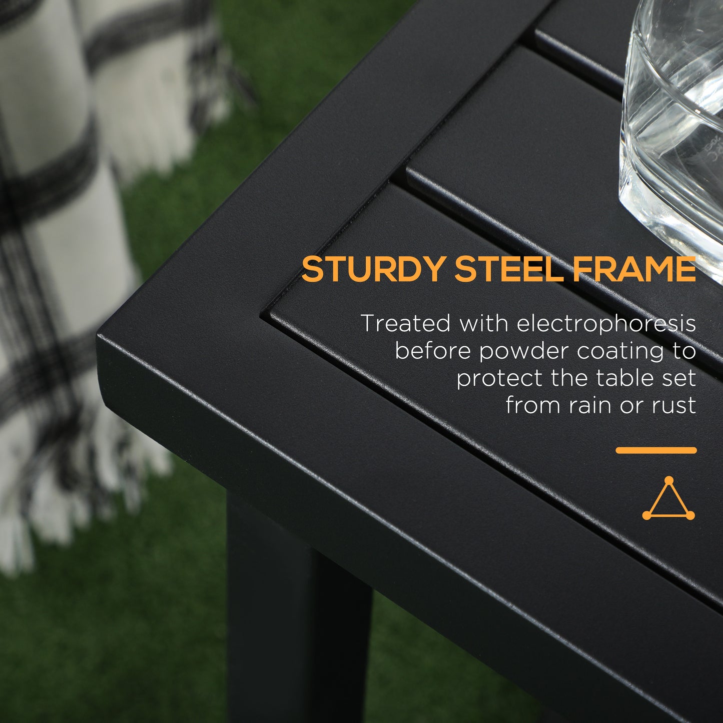 Garden Side Table End Table Patio Coffee Table with Umbrella Hole