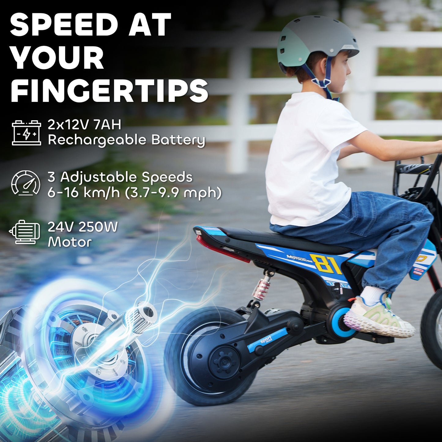 Kids Electric Motorbike 3 Gearboxes Speed Ride on Motorcycle (1)