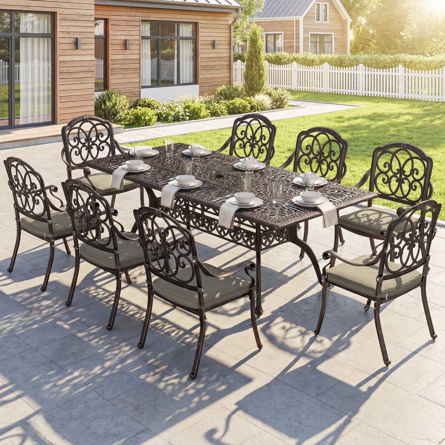 9 Piece Cast Aluminium Garden Dining Set