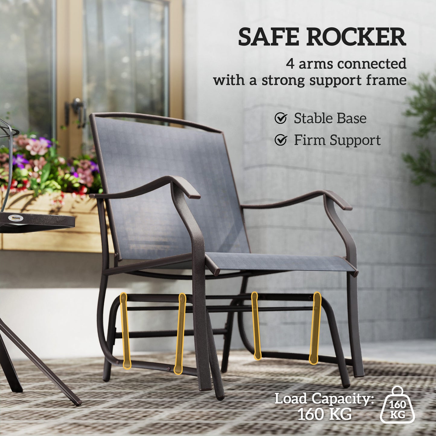 Glider Rocking Chair & Table Set 2 Single Seaters Rocker Garden