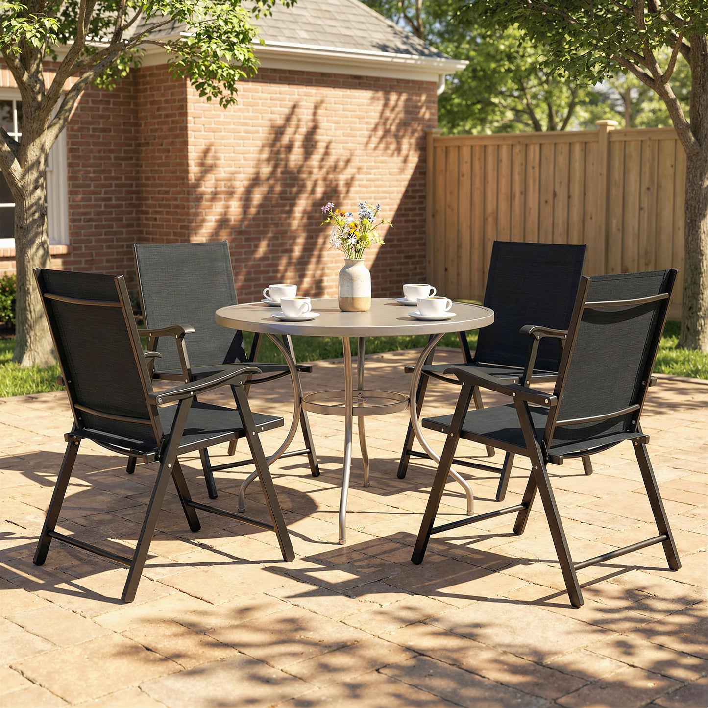 Folding Garden Chairs , Foldable Garden Dining Chairs with High Back